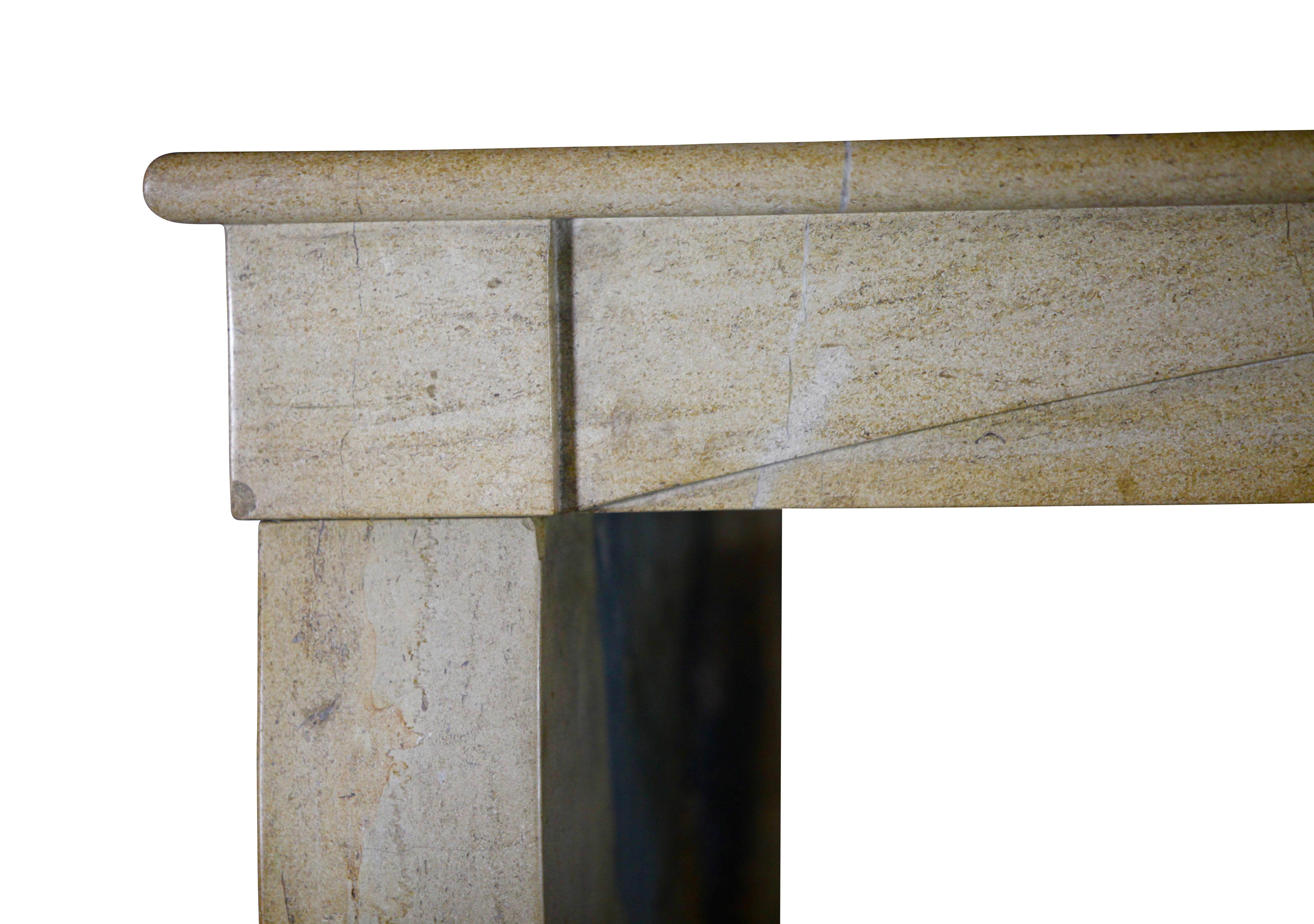 19th Century Fine French Fireplace Mantle in Hard Limestone for Modern Interior For Sale