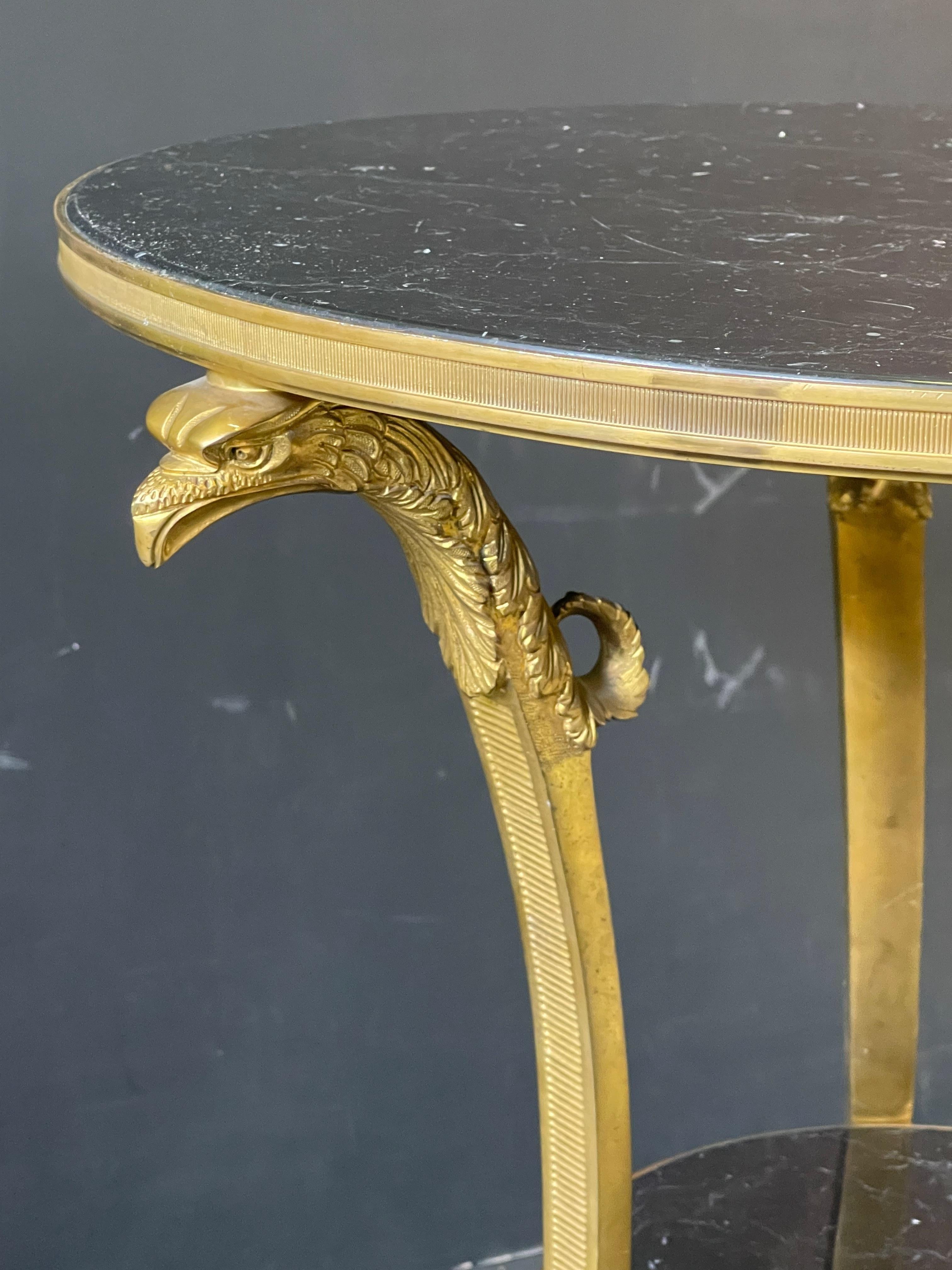Guéridon français en bronze doré et marbre de qualité en vente 5