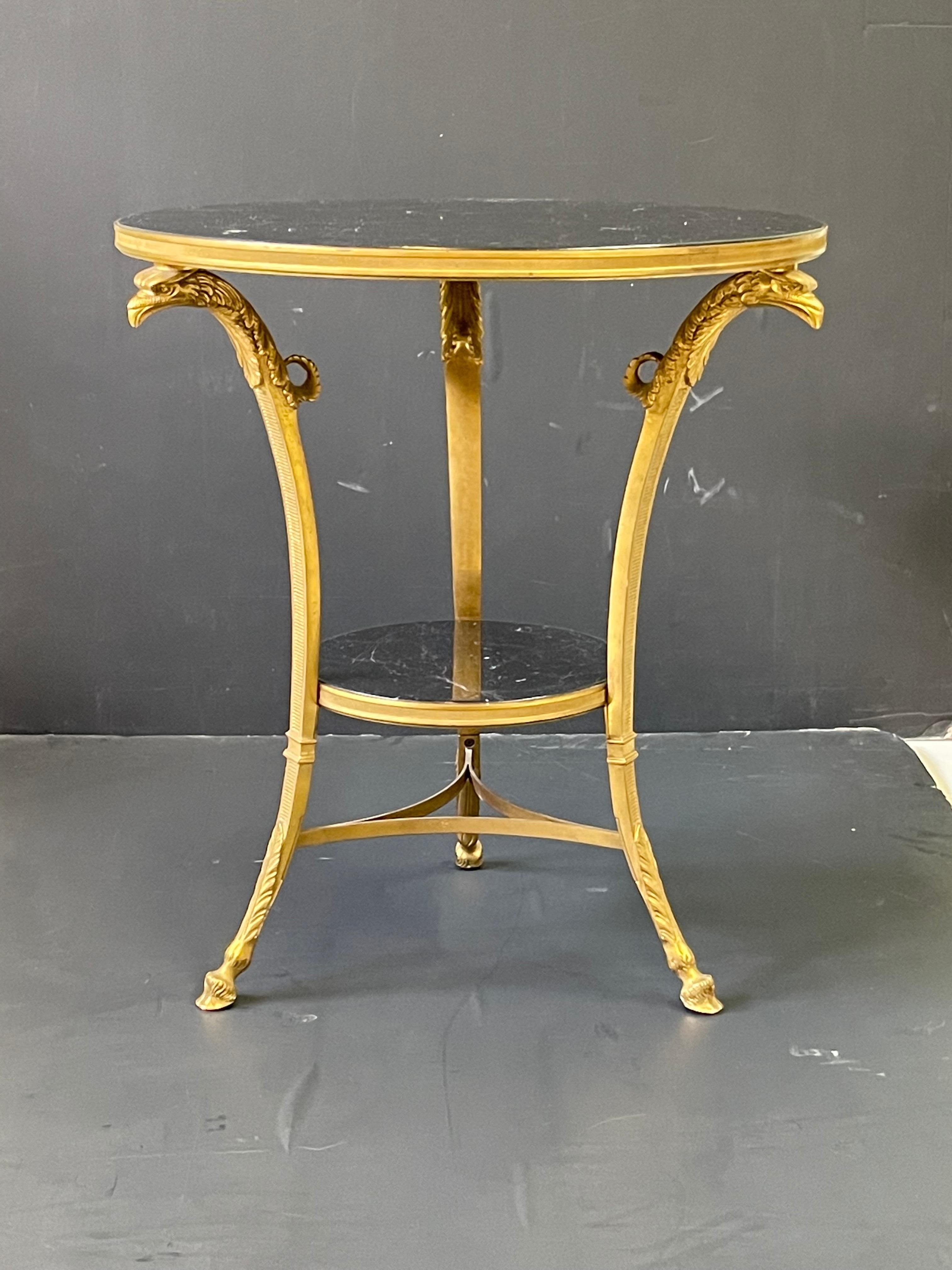 Guéridon français en bronze doré et marbre de qualité en vente 9