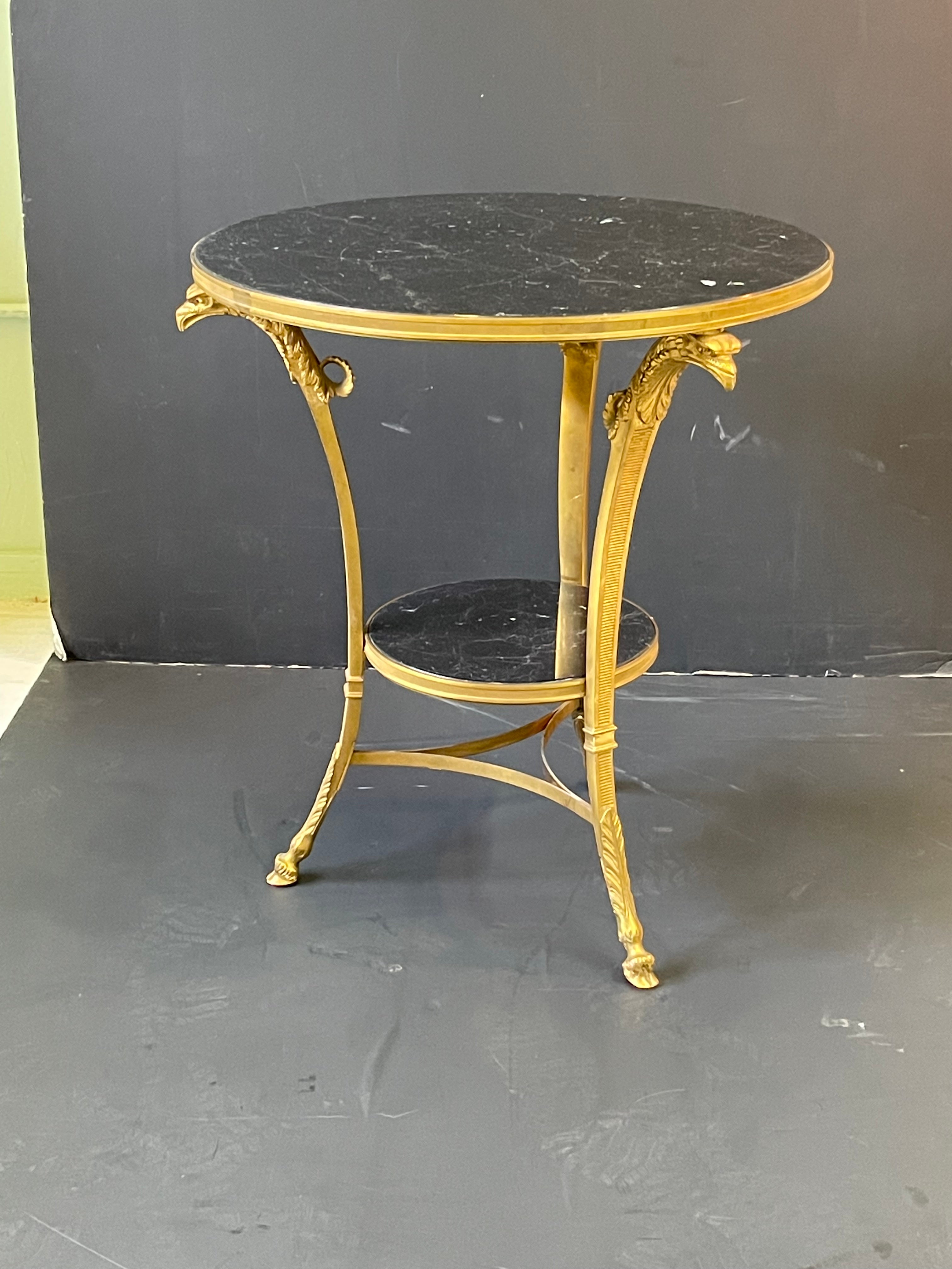 Empire Fine French Gilt Bronze and Marble Gueridon For Sale