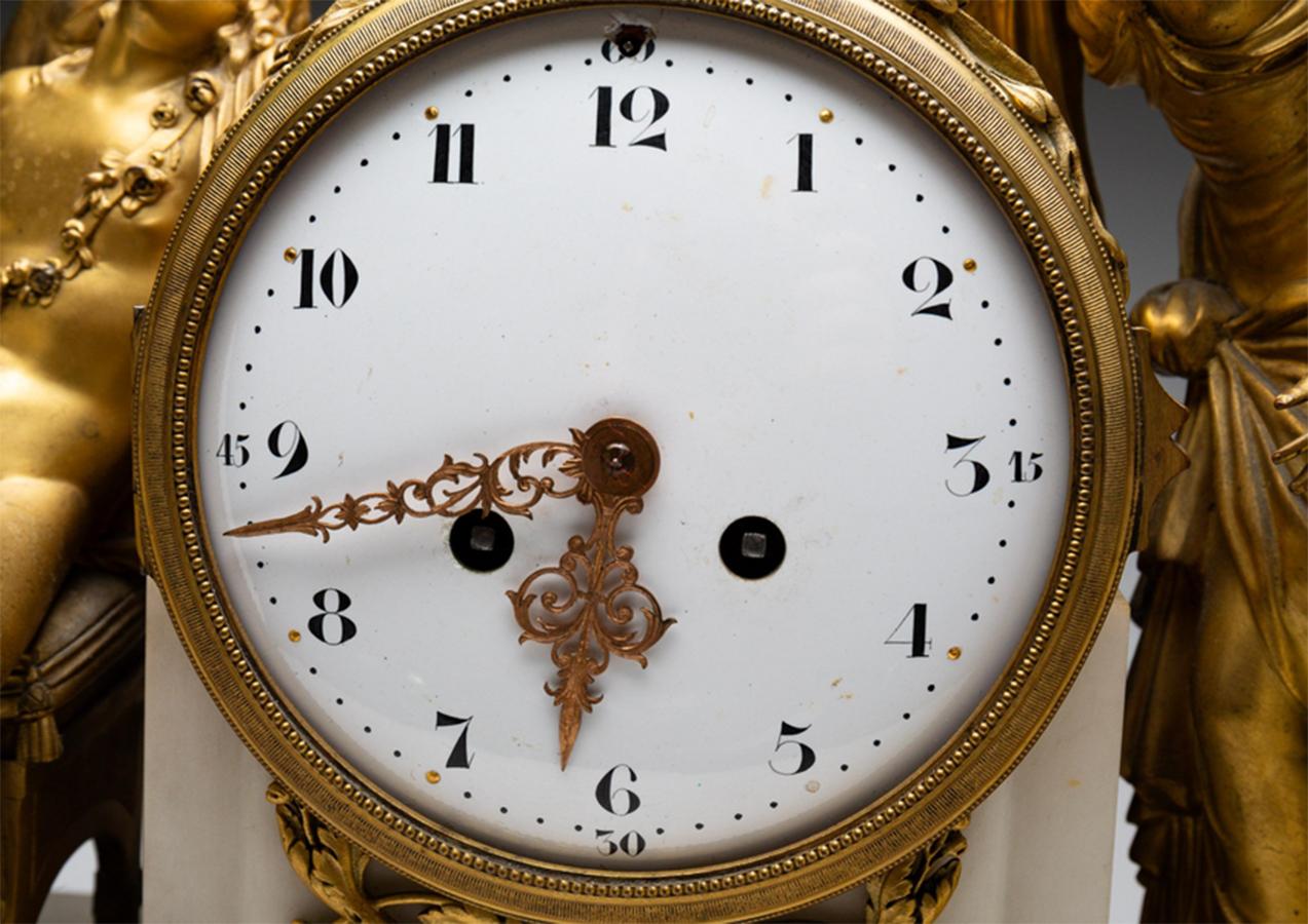 Fine French Gilt Bronze Mantle Clock of Eros and Psyche For Sale 1