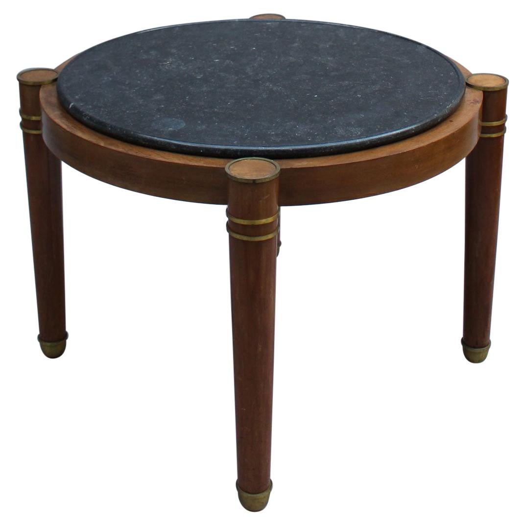 Fine French Large Art Deco Mahogany Guéridon with Marble Top For Sale