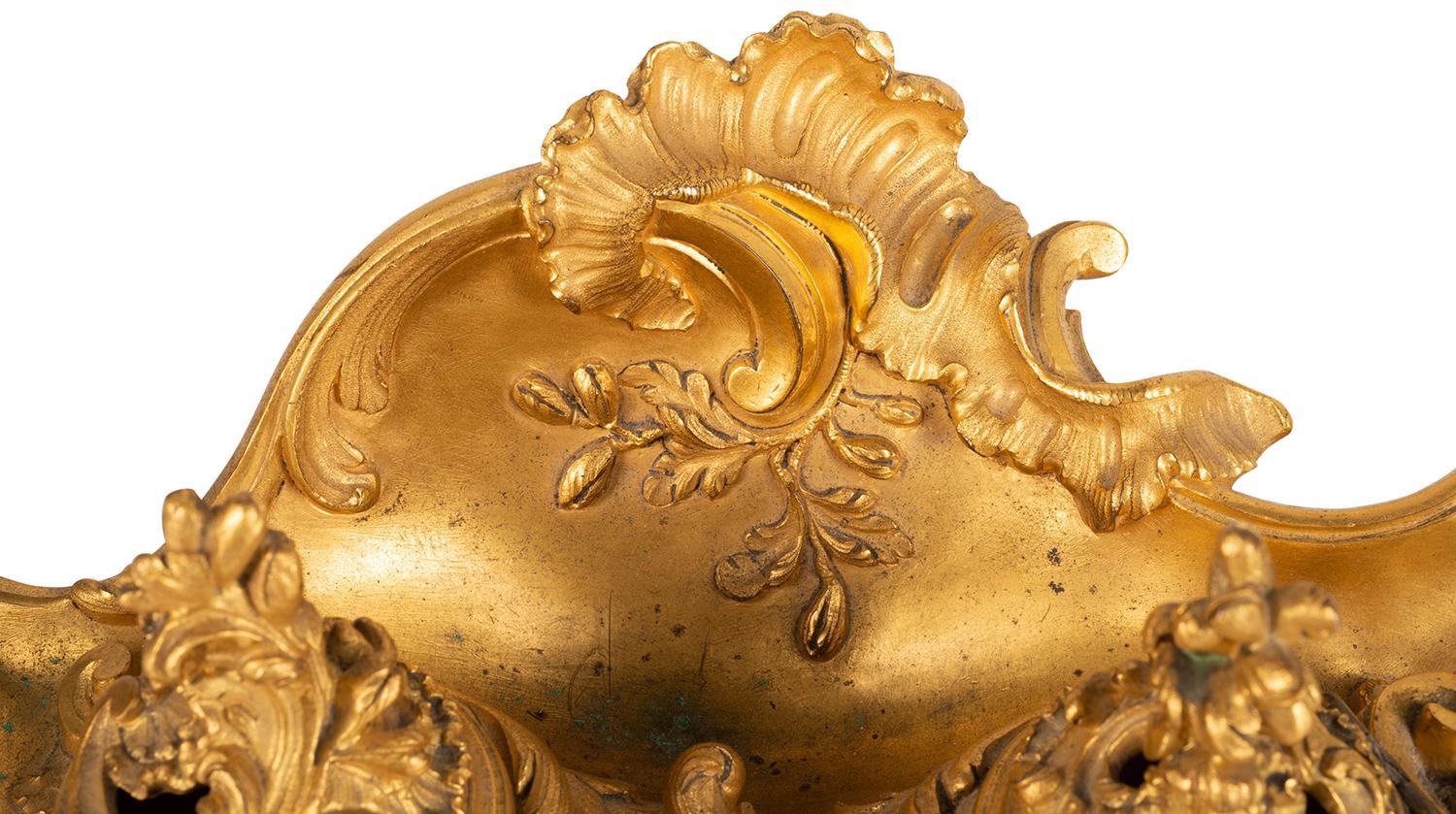 Fine French Late 19th Century Gilded Ormolu Rococo Style Inkwell by Millet In Good Condition For Sale In Brighton, Sussex