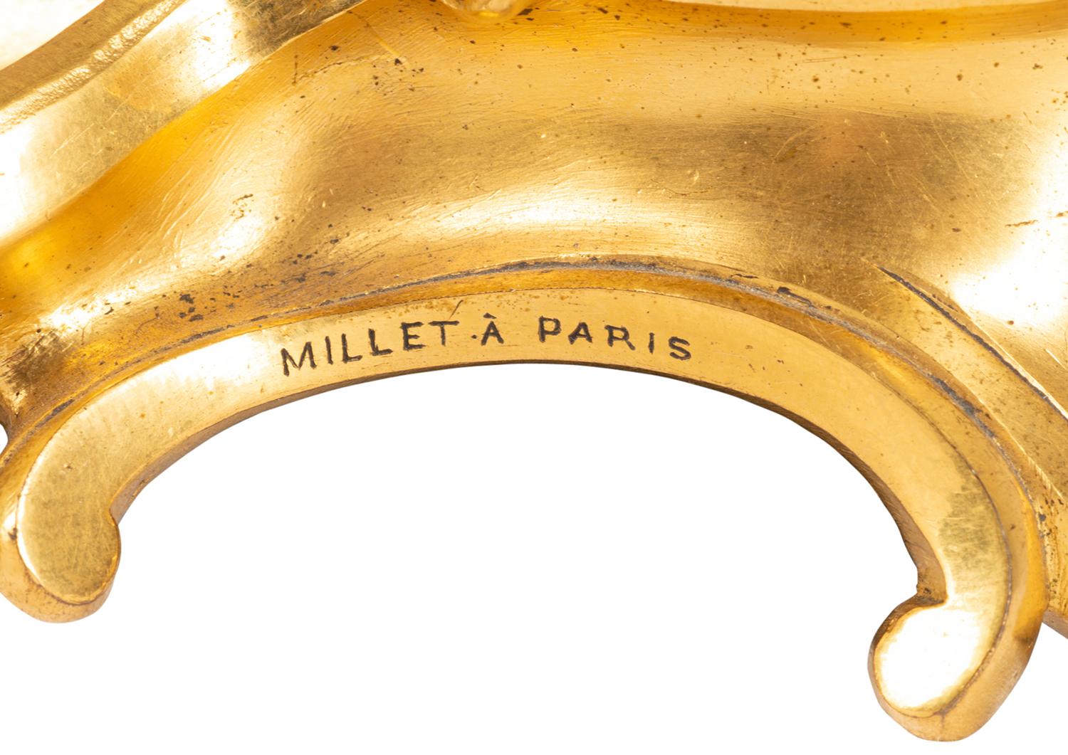 XIXe siècle Encrier français de style rococo de la fin du 19ème siècle, doré et doré par Millet en vente