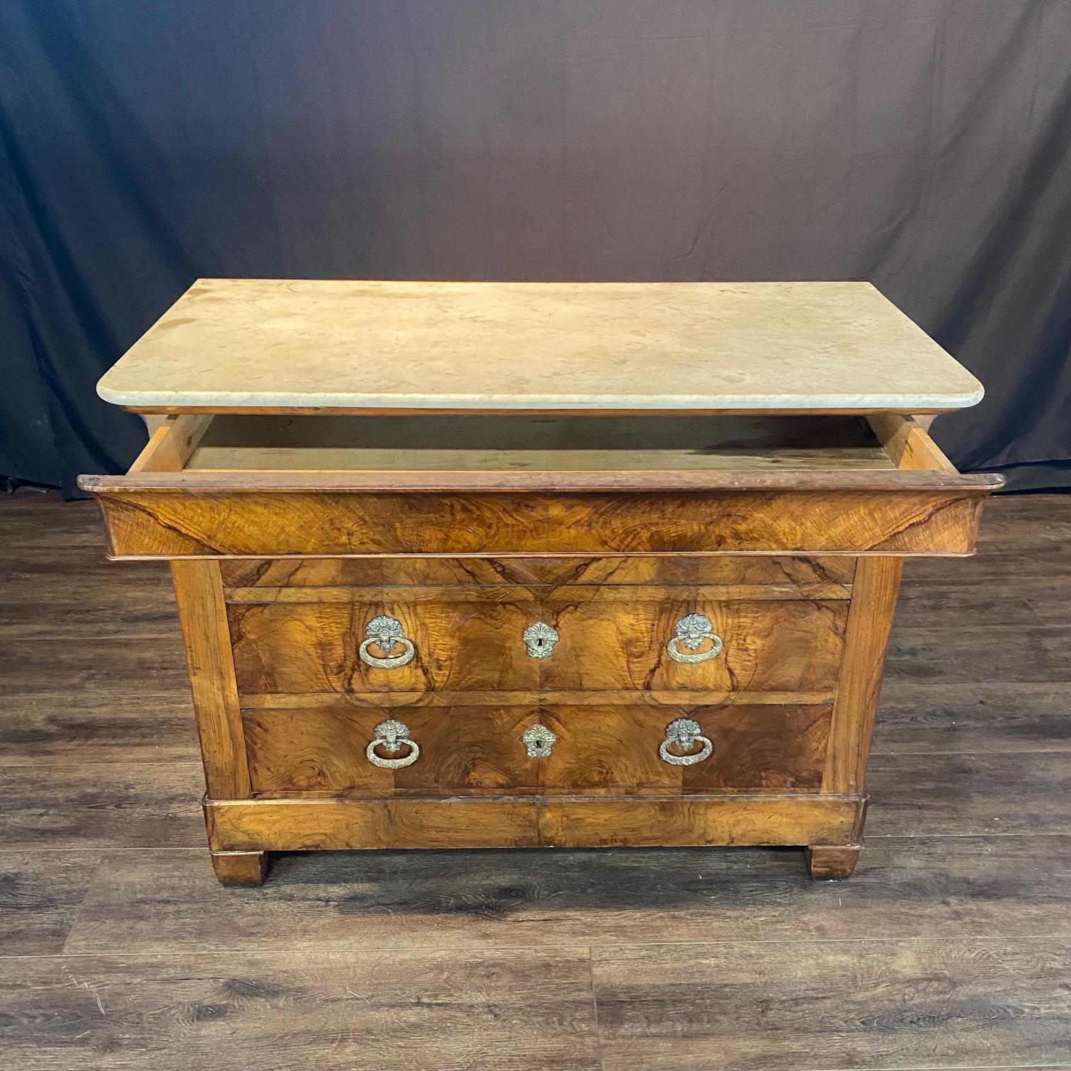 Fine French Louis Philippe 19th Century Marble Top Commode For Sale 1