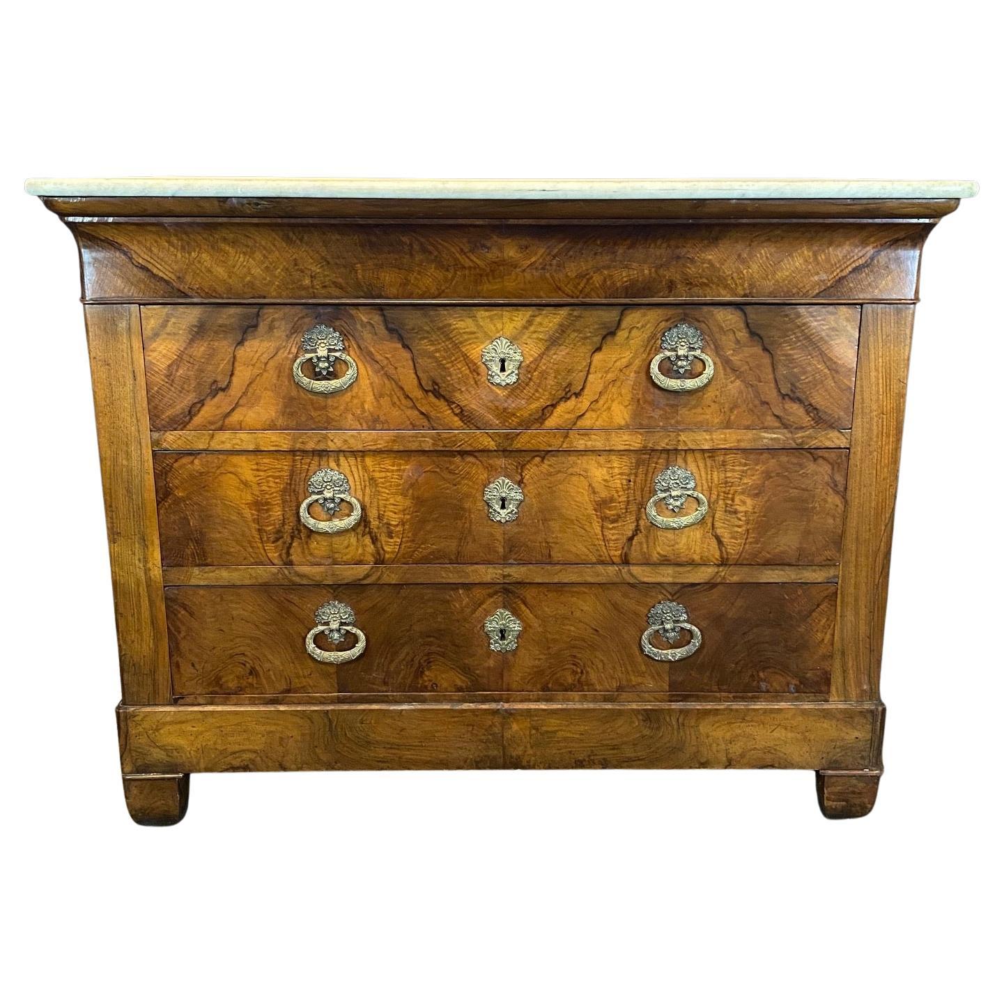 Fine French Louis Philippe 19th Century Marble Top Commode For Sale