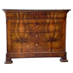 Fine French Louis Philippe Period Walnut Commode, Gorgeous Wood, 19th Century