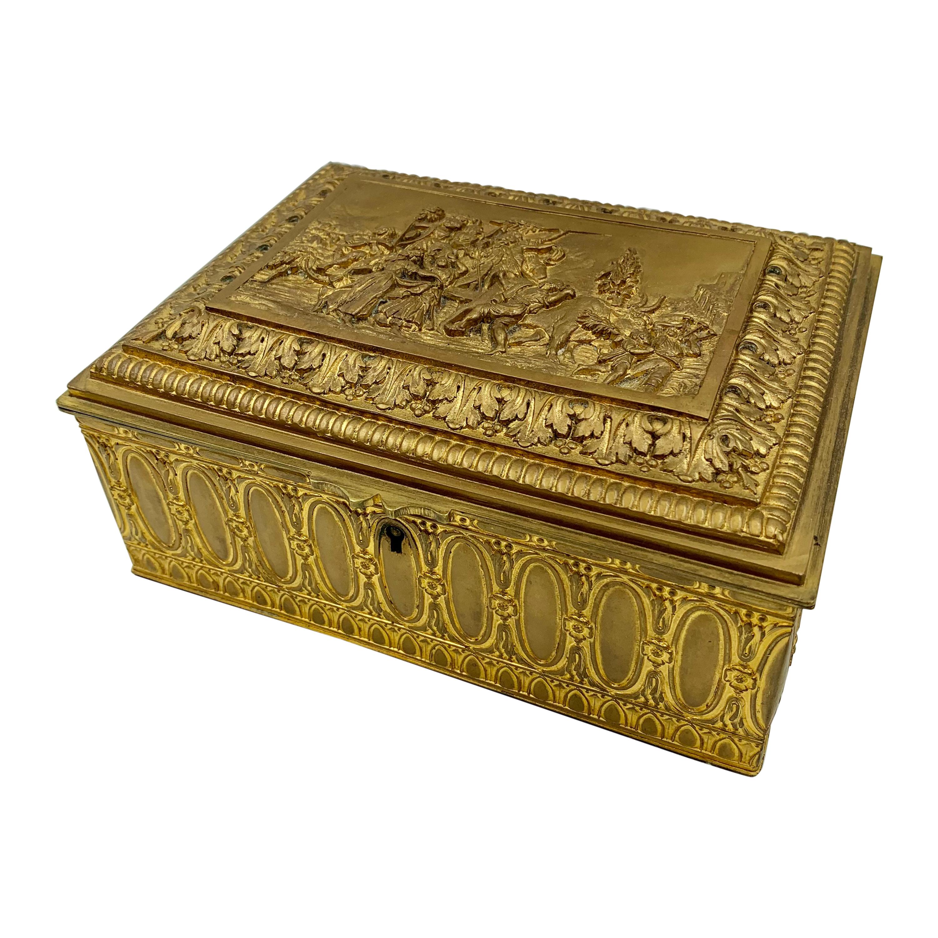 French 19th Century Enamel Gold Shell Very Ornate Jewelry Box For Sale