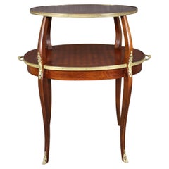 Fine French Louis XV Marquetry Inlaid Mahogany Bronze Mounted Dessert Table