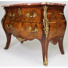 Fine French Louis XV Style Gilt-Bronze & Marquetry Chinoiserie Marquetry Commode