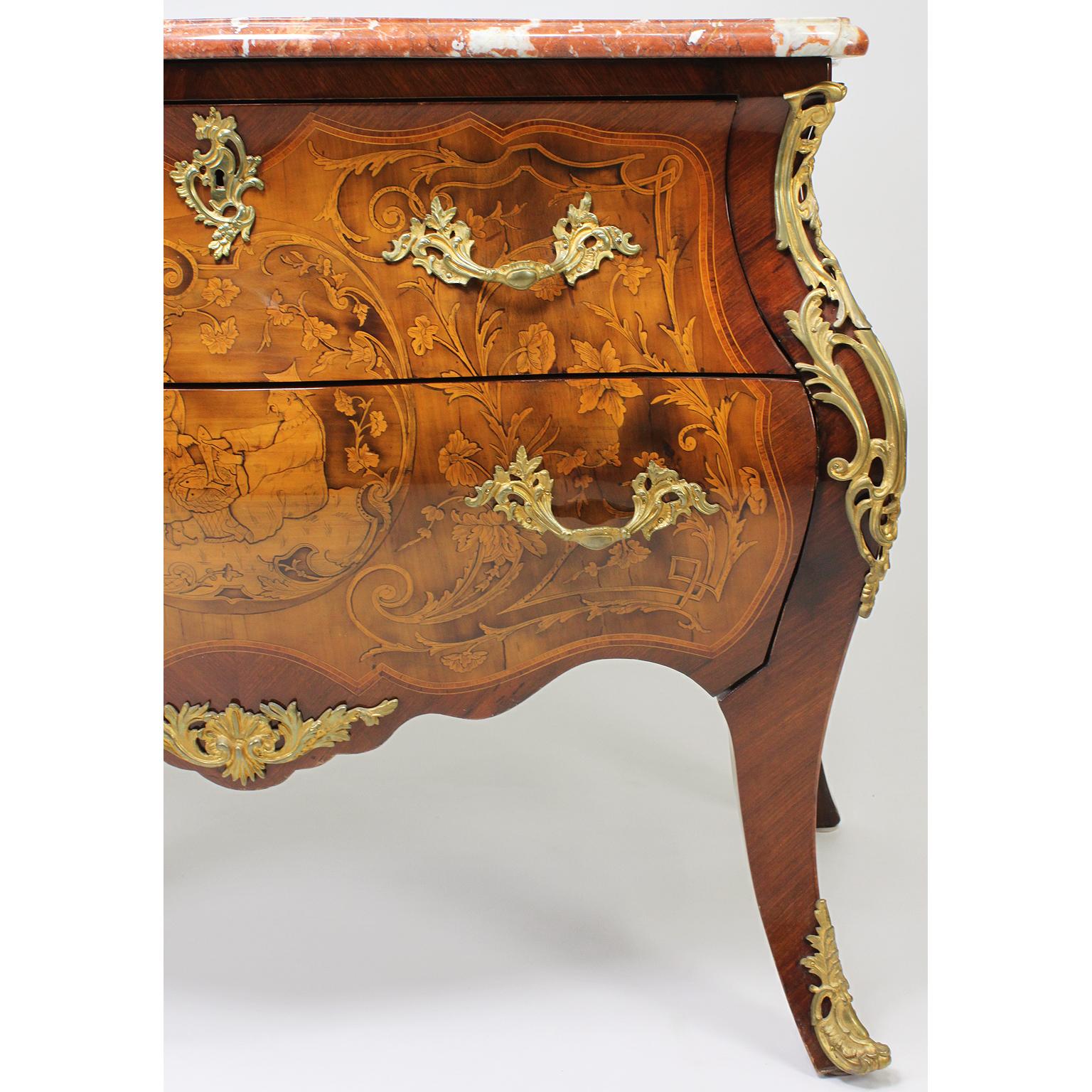 Early 20th Century Fine French Louis XV Style Gilt-Bronze & Marquetry Chinoiserie Marquetry Commode For Sale