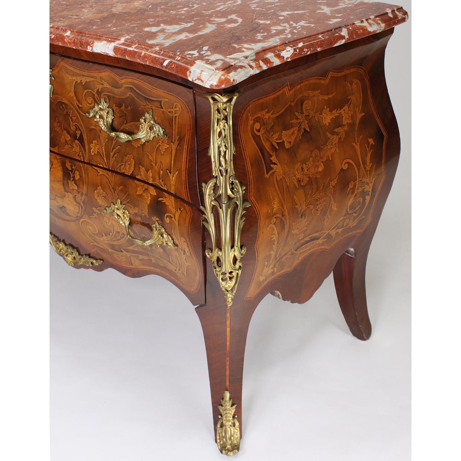 Fruitwood Fine French Louis XV Style Gilt-Bronze & Marquetry Chinoiserie Marquetry Commode For Sale