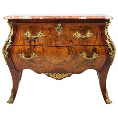 Antique Fine French Louis XV Style Gilt-Bronze & Marquetry Chinoiserie Marquetry Commode