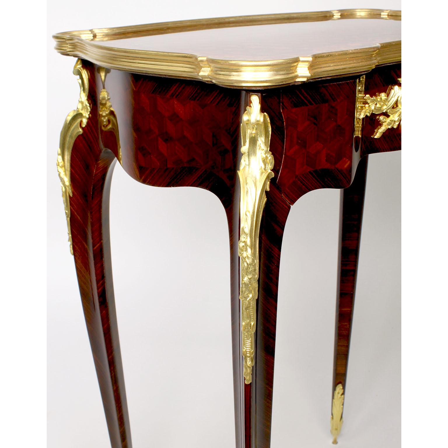 Table d'appoint française de style Louis XV en marqueterie montée en bronze doré par Franois Linke en vente 6