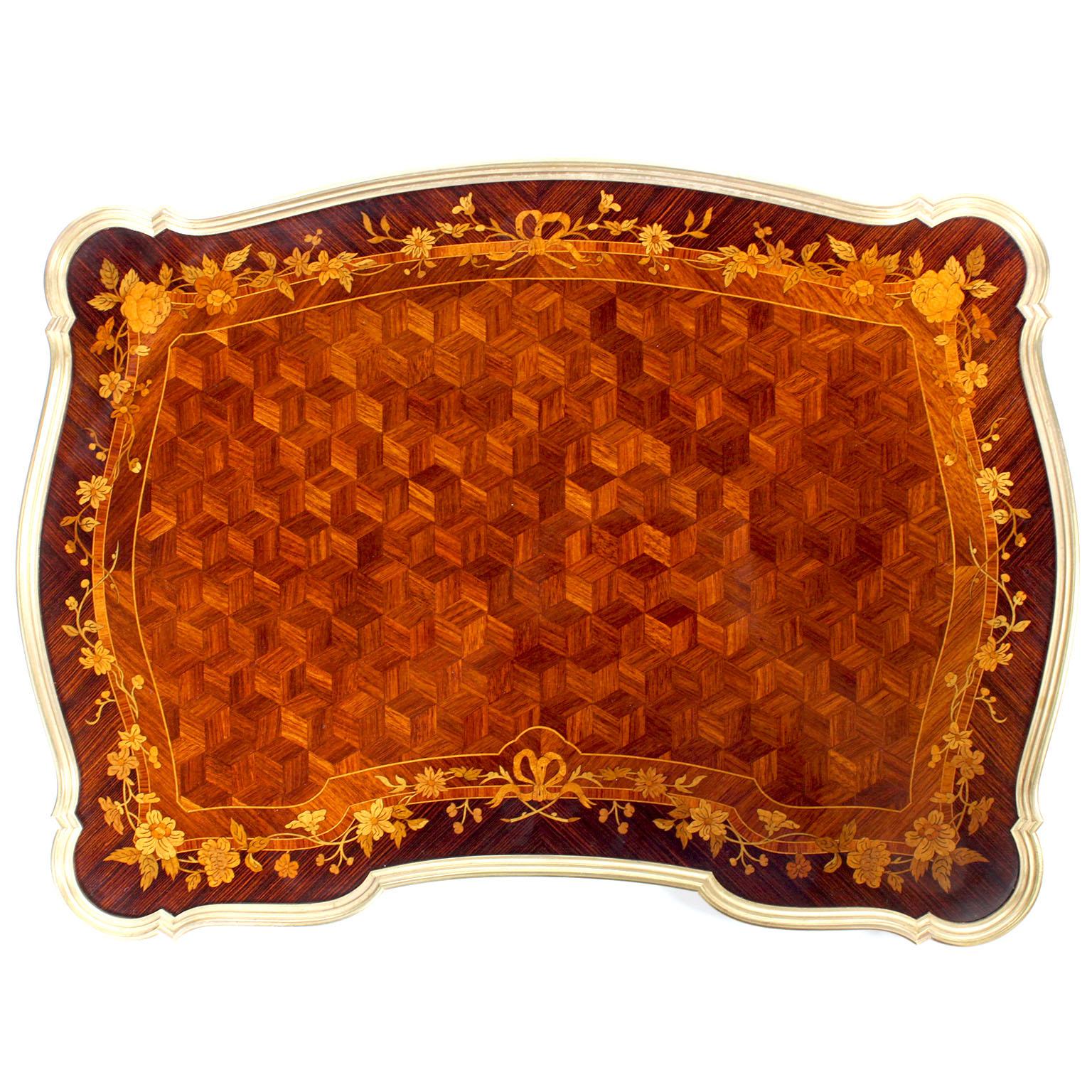 Französischer Beistelltisch im Louis-XV-Stil mit Goldbronze-Intarsien von Franois Linke im Angebot 1