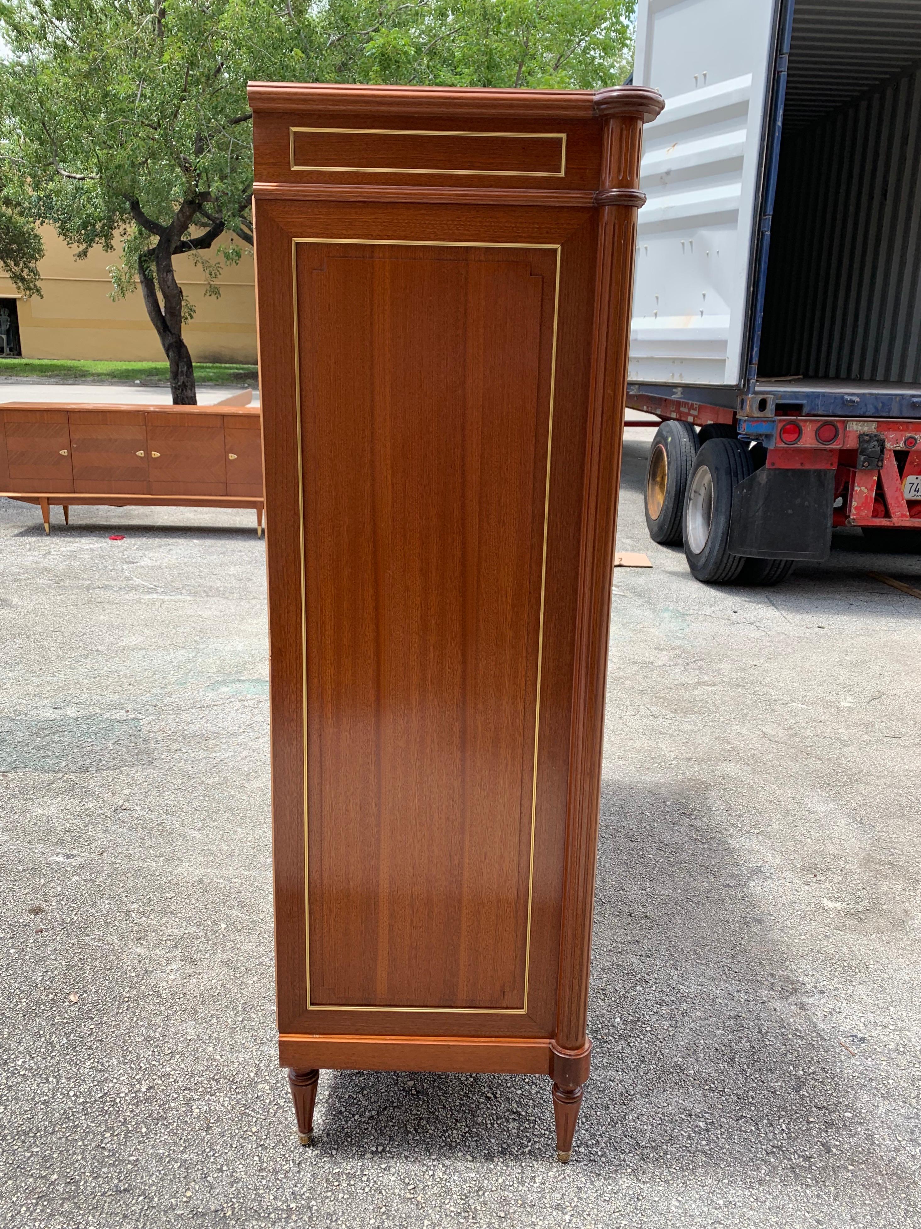 Early 20th Century Fine French Louis XVI Antique Mahogany Armoire, 1910s For Sale