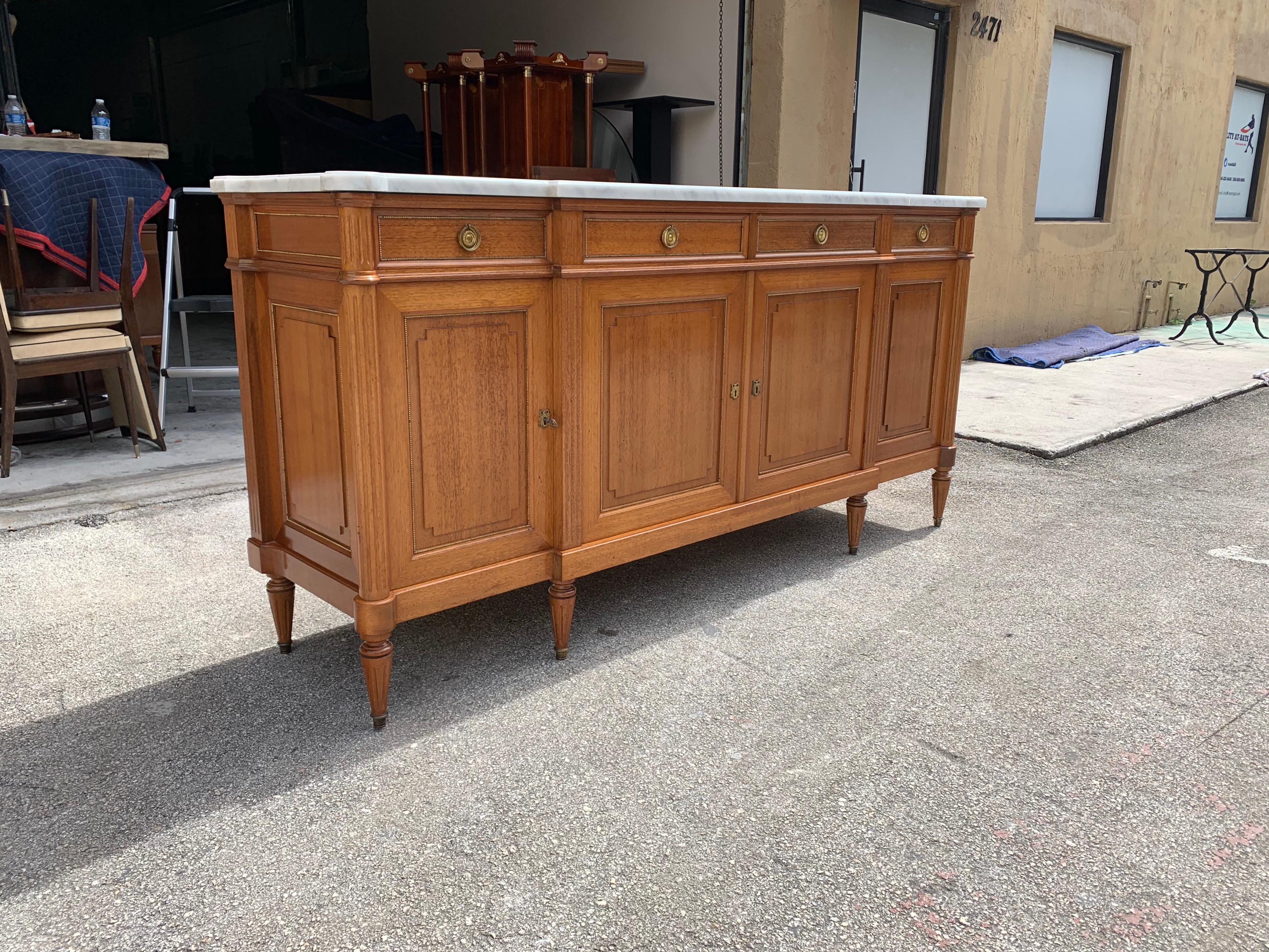 Fine French Louis XVI Antique Mahogany Sideboard / Buffet, 1910s 12