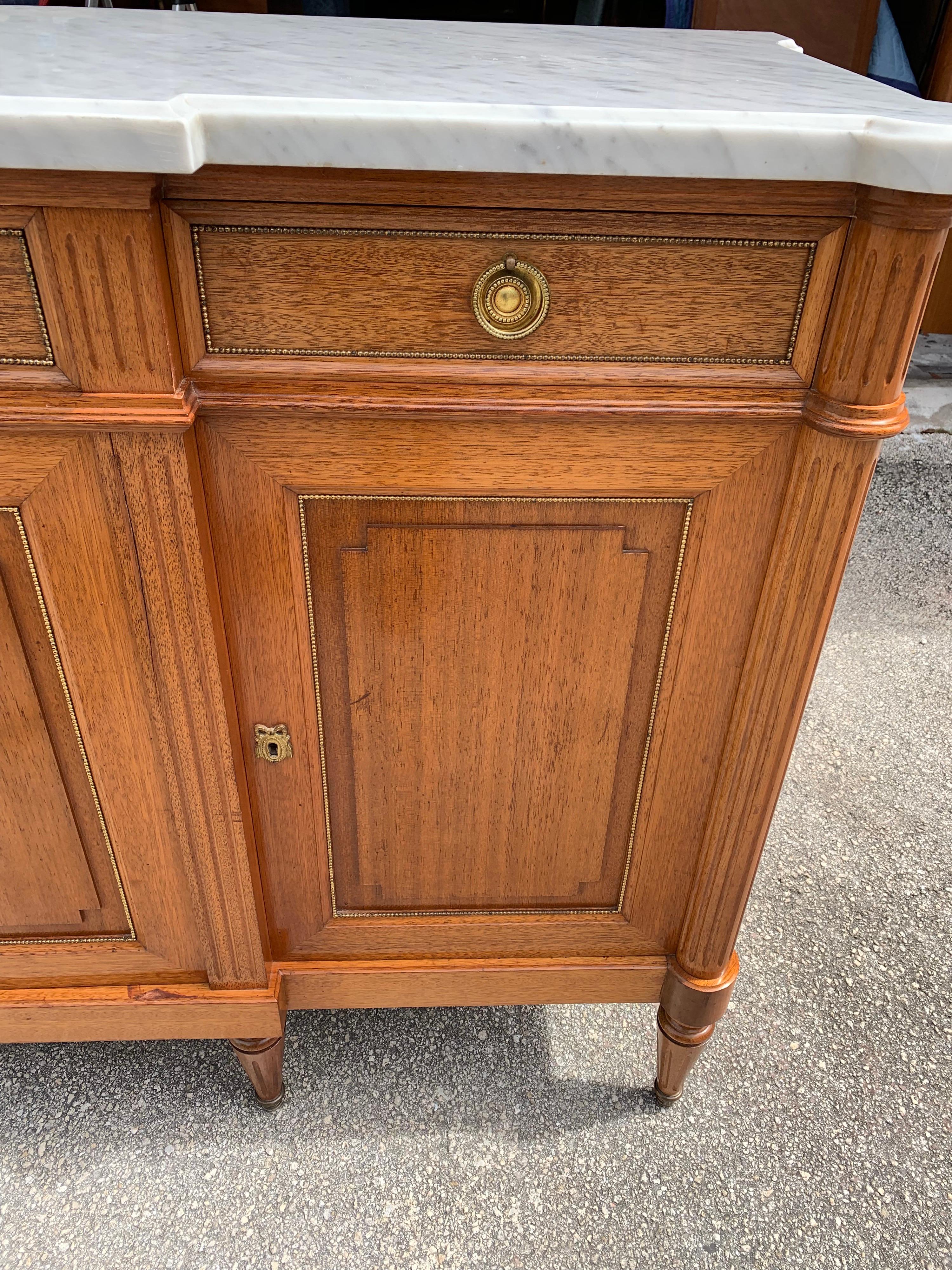 Fine French Louis XVI Antique Mahogany Sideboard / Buffet, 1910s 14
