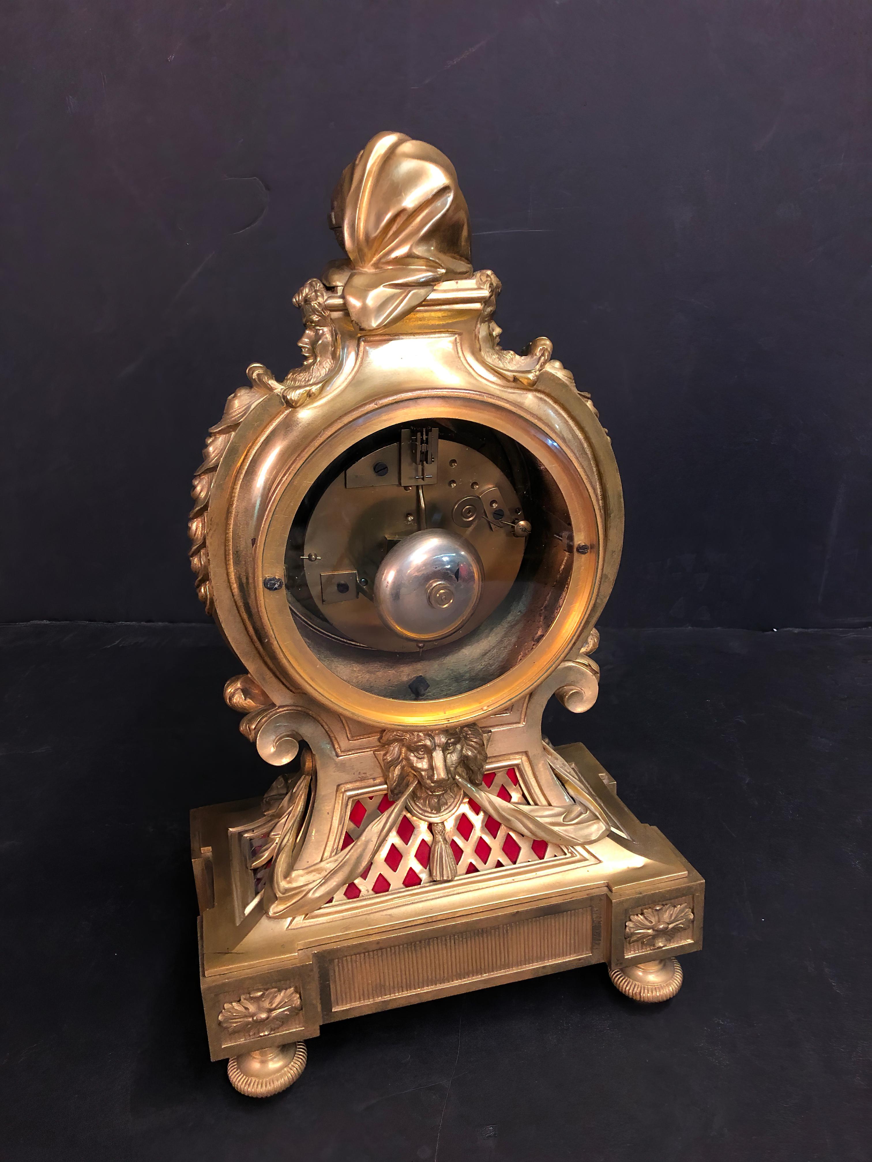 Fine French Louis XVI Bronze Mantel Clock by Marquis a Paris 2