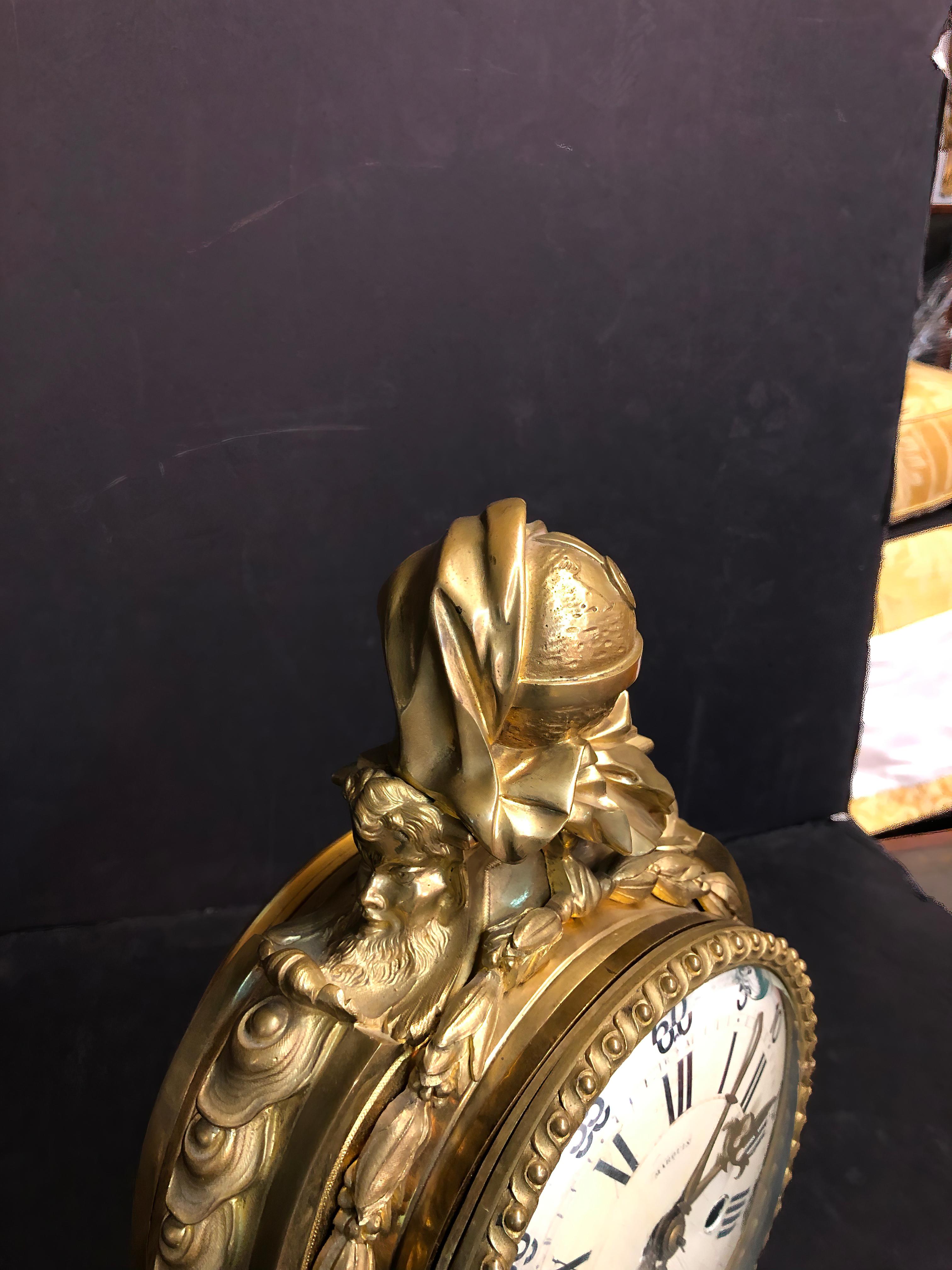 Fine French Louis XVI Bronze Mantel Clock by Marquis a Paris 4