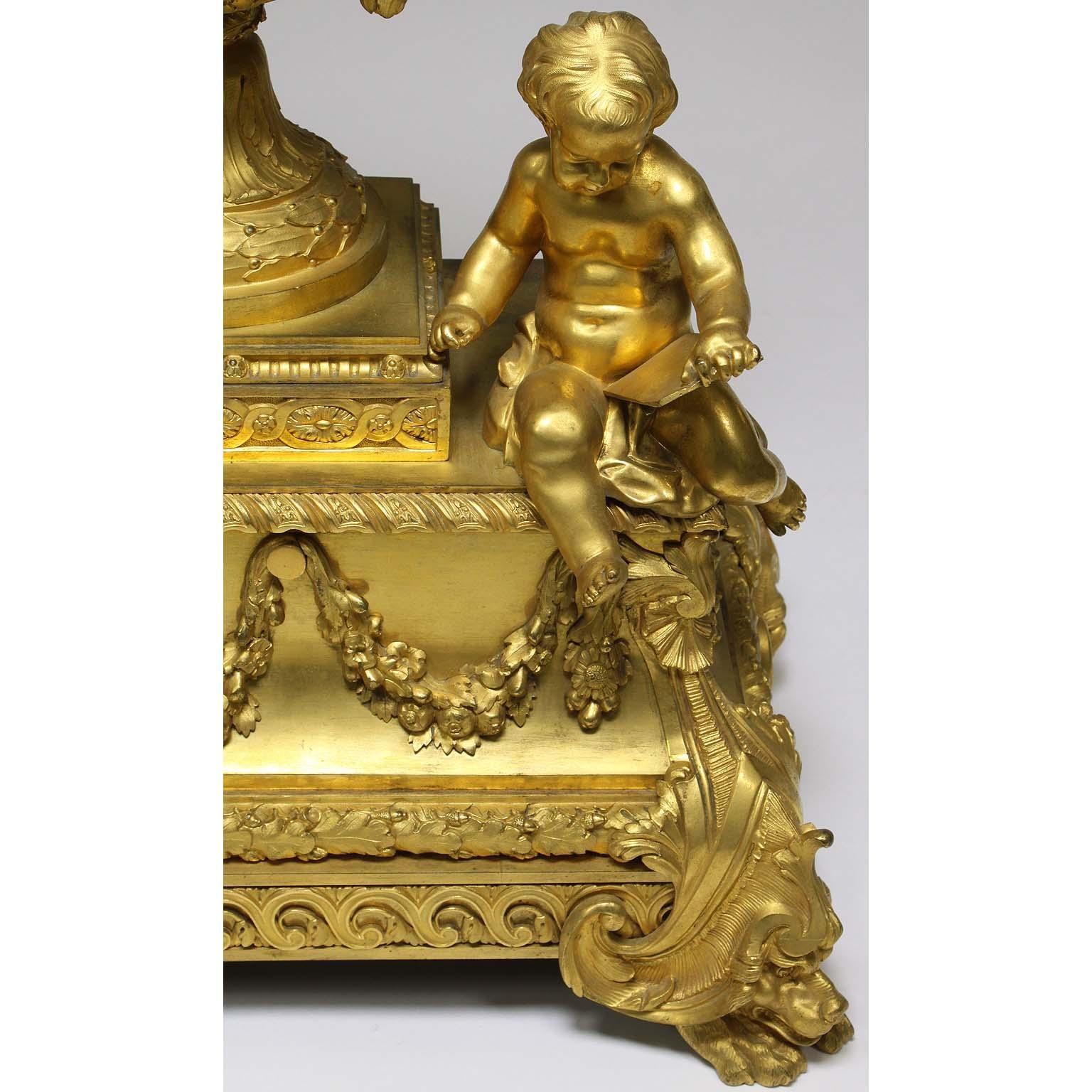 French Louis XVI Style Figural Gilt Bronze Mantel Clock - Étienne Le Noir, Paris For Sale 2