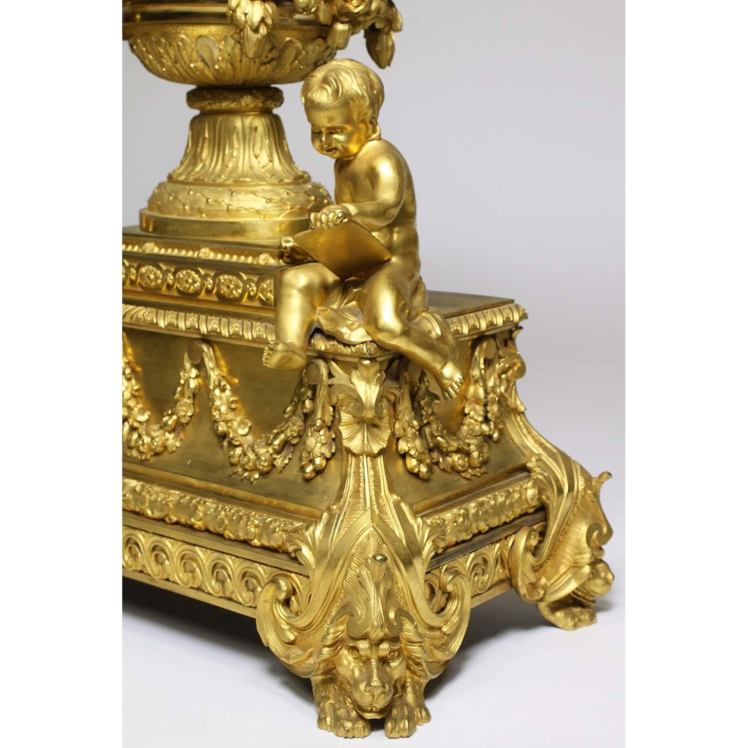 Kaminuhr aus vergoldeter Bronze im Louis-XVI.-Stil von Étienne Le Noir, Paris im Angebot 4