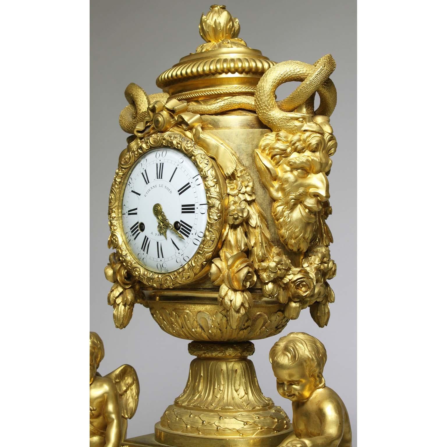 French Louis XVI Style Figural Gilt Bronze Mantel Clock - Étienne Le Noir, Paris For Sale 5