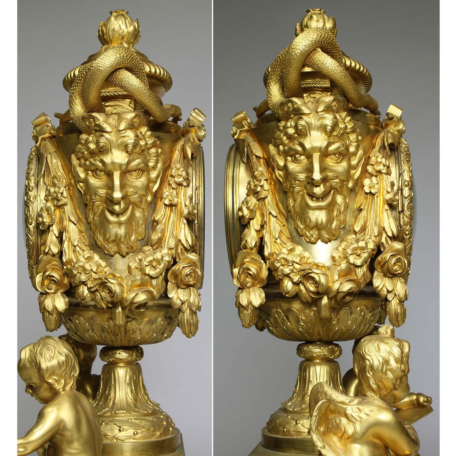 French Louis XVI Style Figural Gilt Bronze Mantel Clock - Étienne Le Noir, Paris For Sale 7