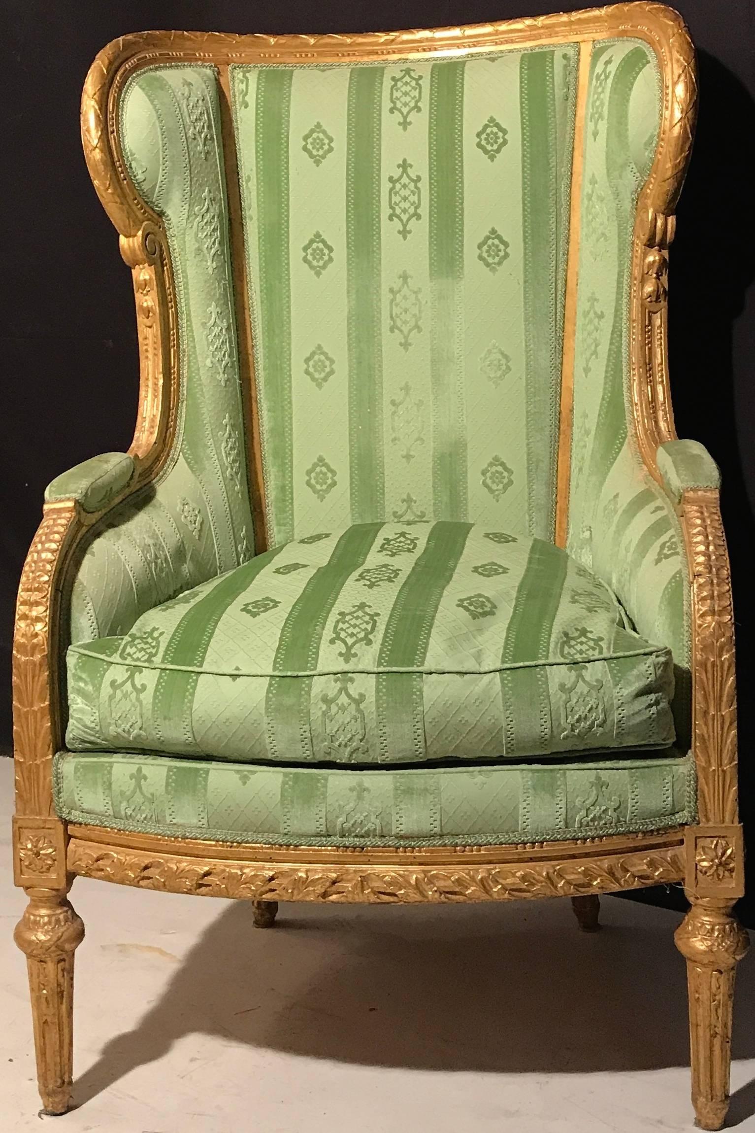 Fine French Louis XVI Giltwood Armchair or Bergère 2