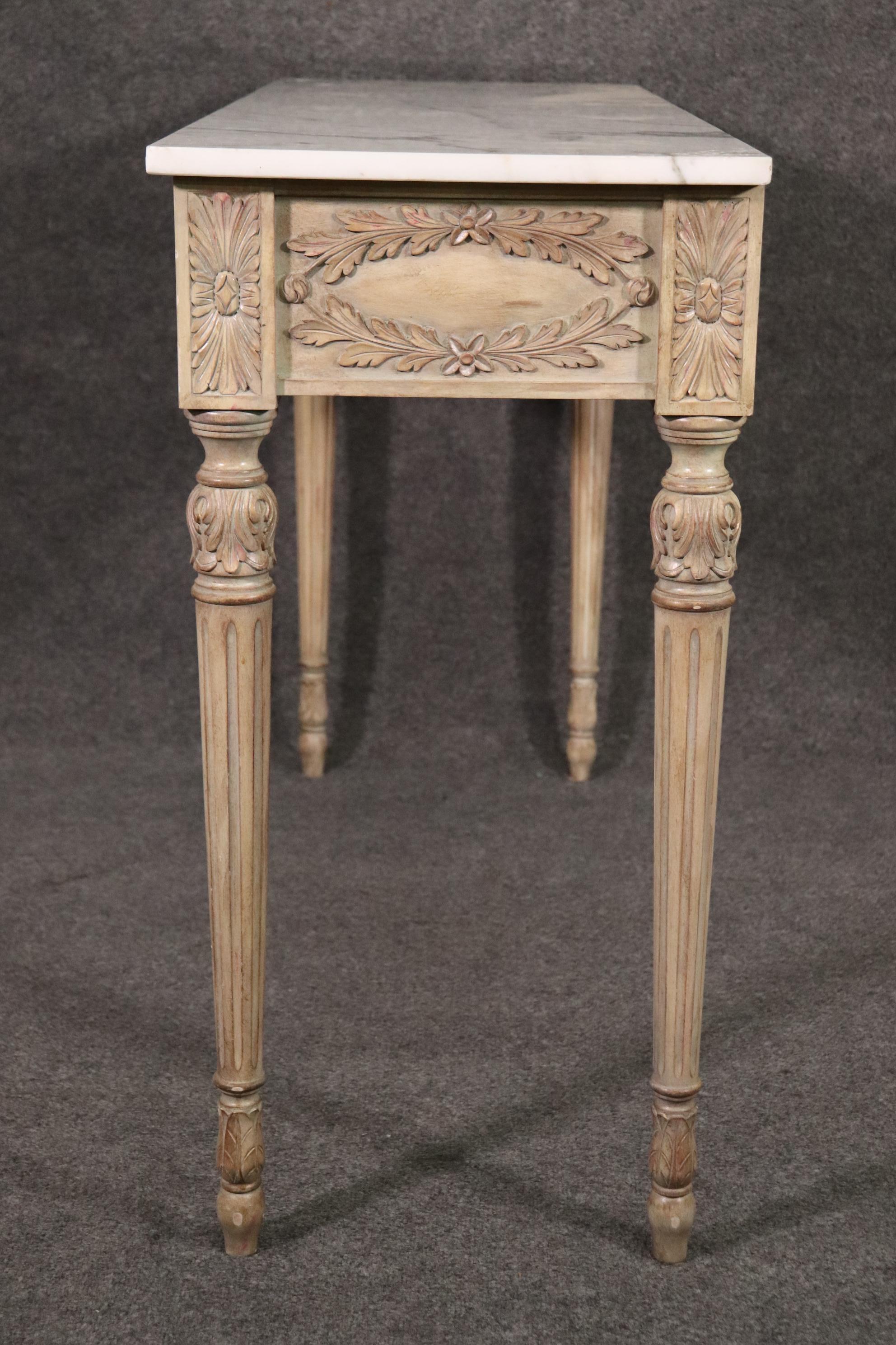 Early 20th Century Fine French Louis XVI Marble Top Console Table with Glazed Finish circa 1920s