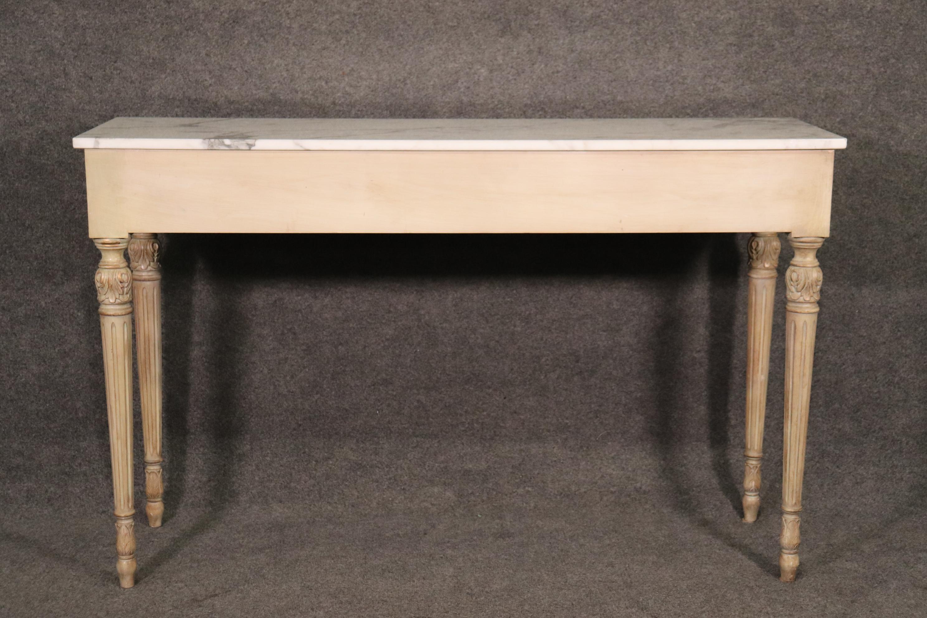 Walnut Fine French Louis XVI Marble Top Console Table with Glazed Finish circa 1920s