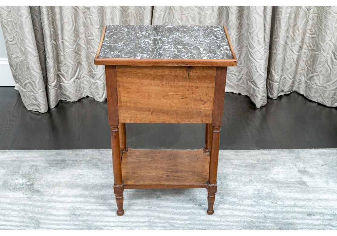Fine French Louis XVI Style Three Drawer Marble Top Side Table  For Sale 2