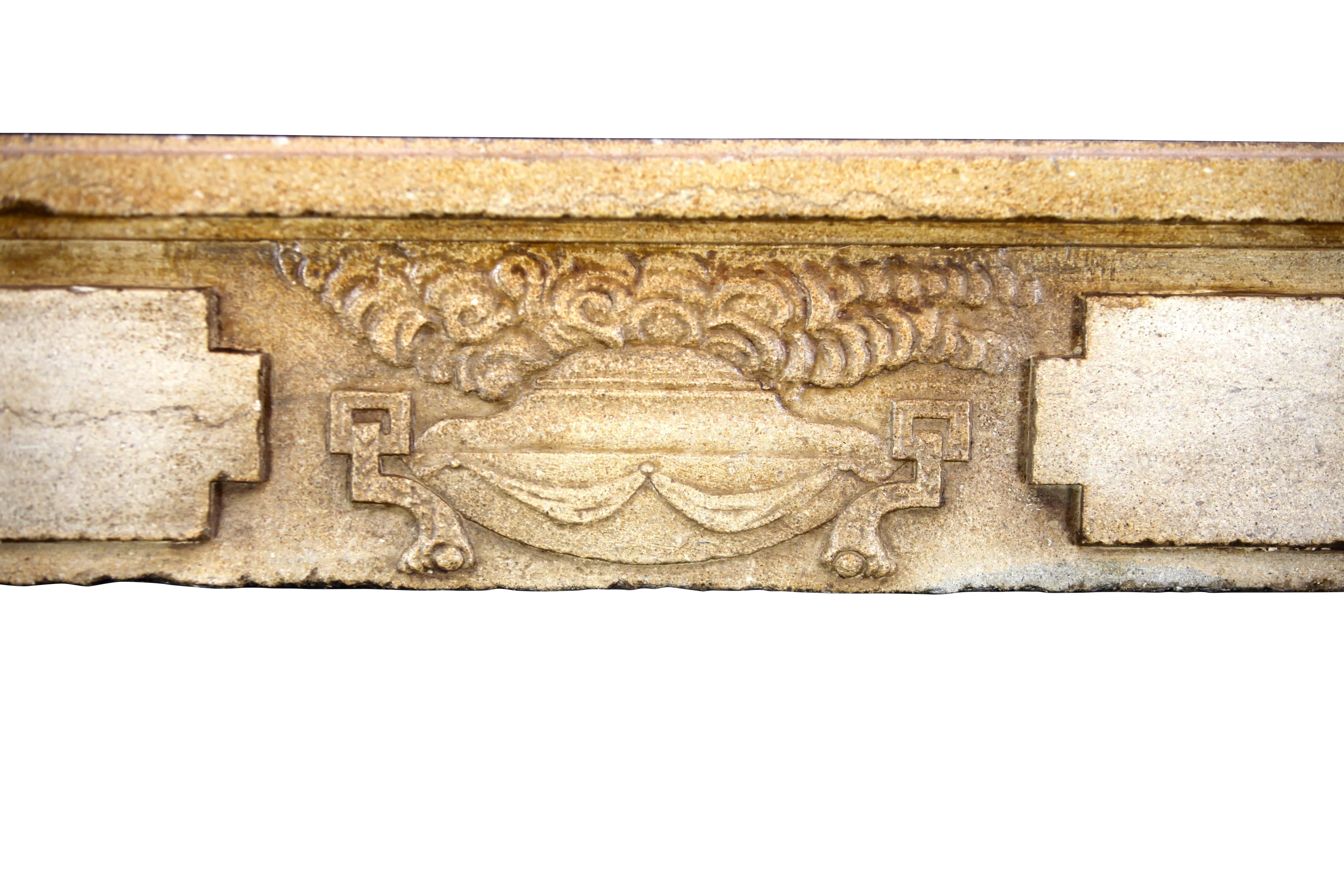 Limestone Fine French Louis XVI Style Vintage Fireplace Surround For Sale