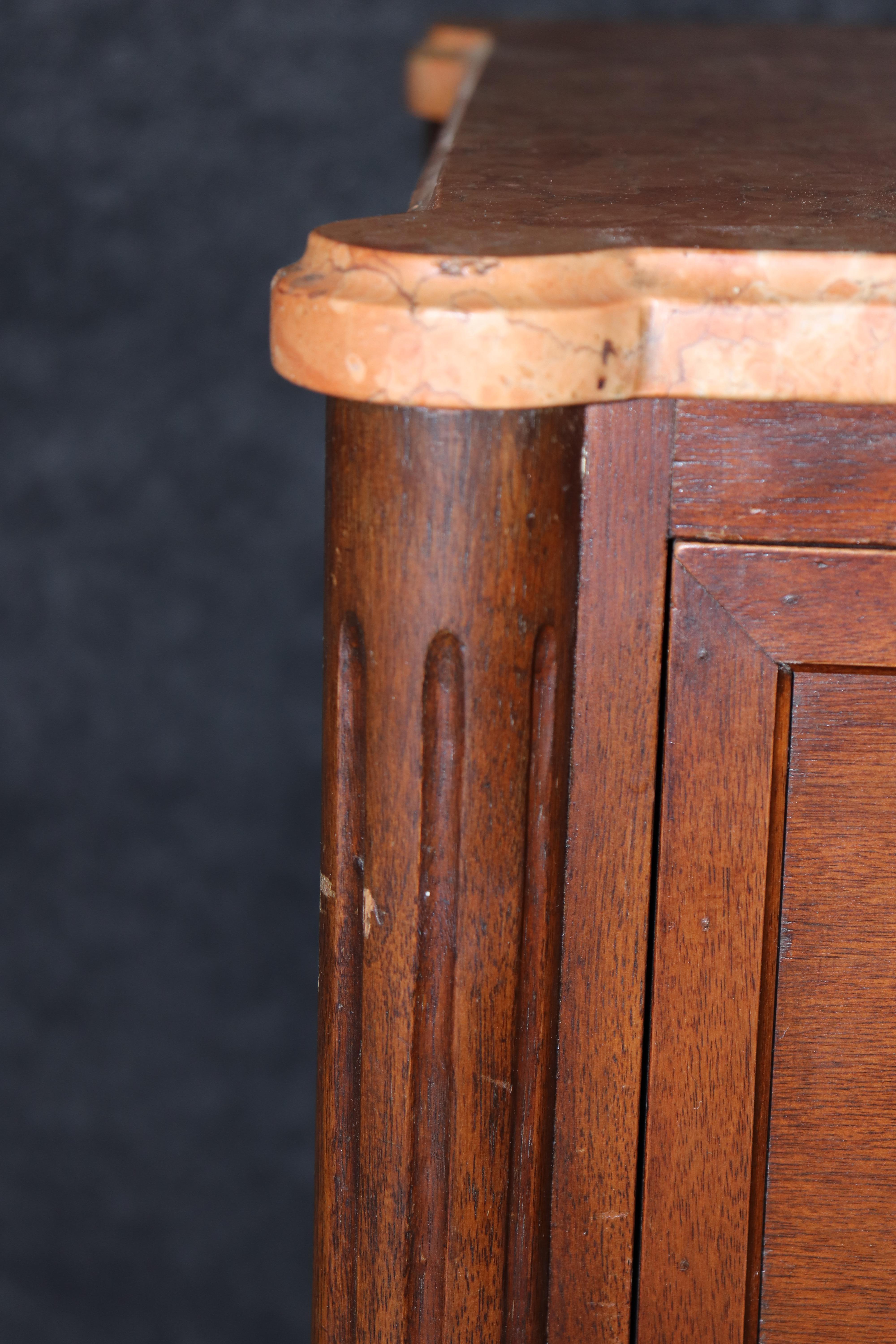 Fine French Louis XVI Style Walnut Marble Top Lingerie For Sale 7