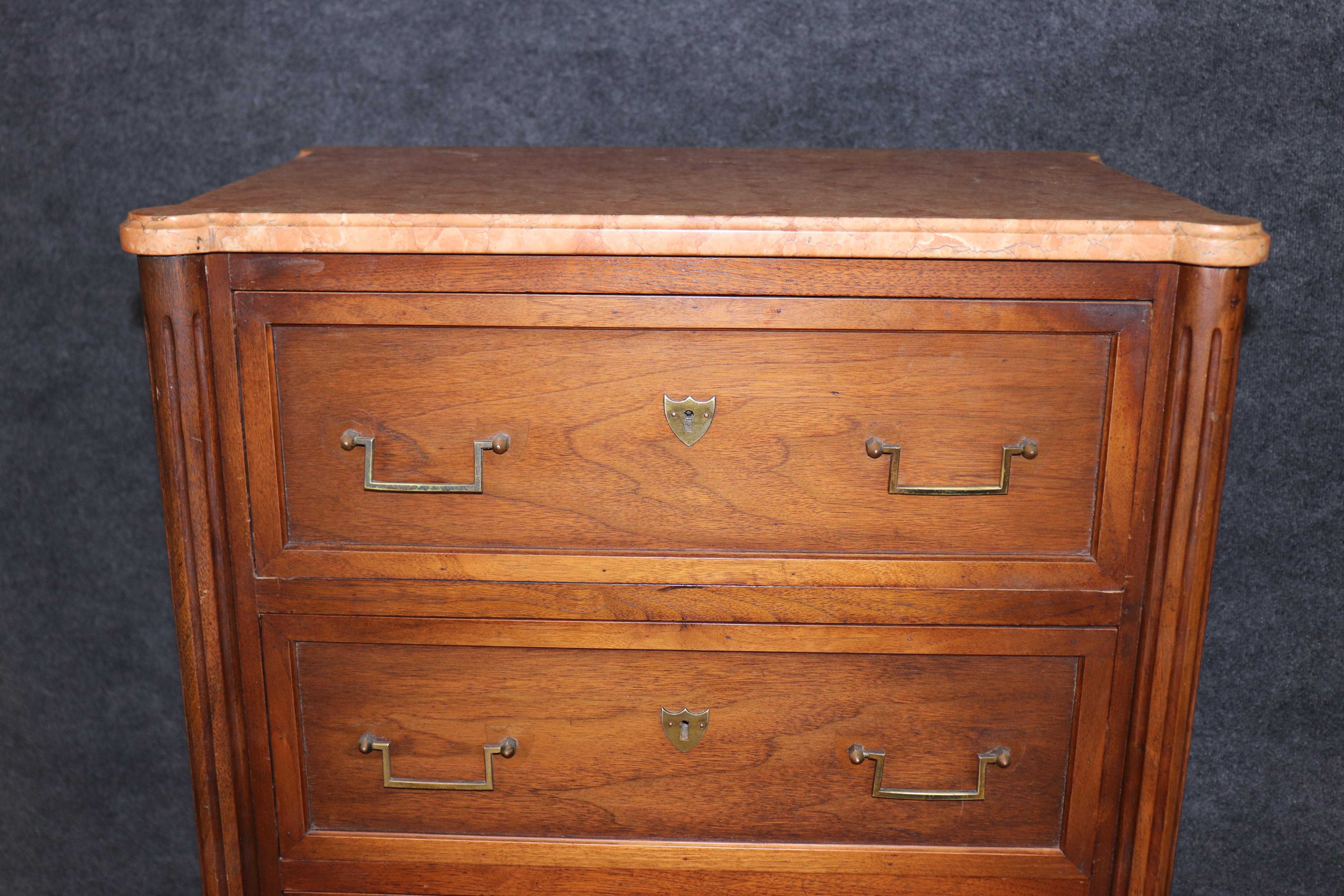 Fine French Louis XVI Style Walnut Marble Top Lingerie For Sale 9