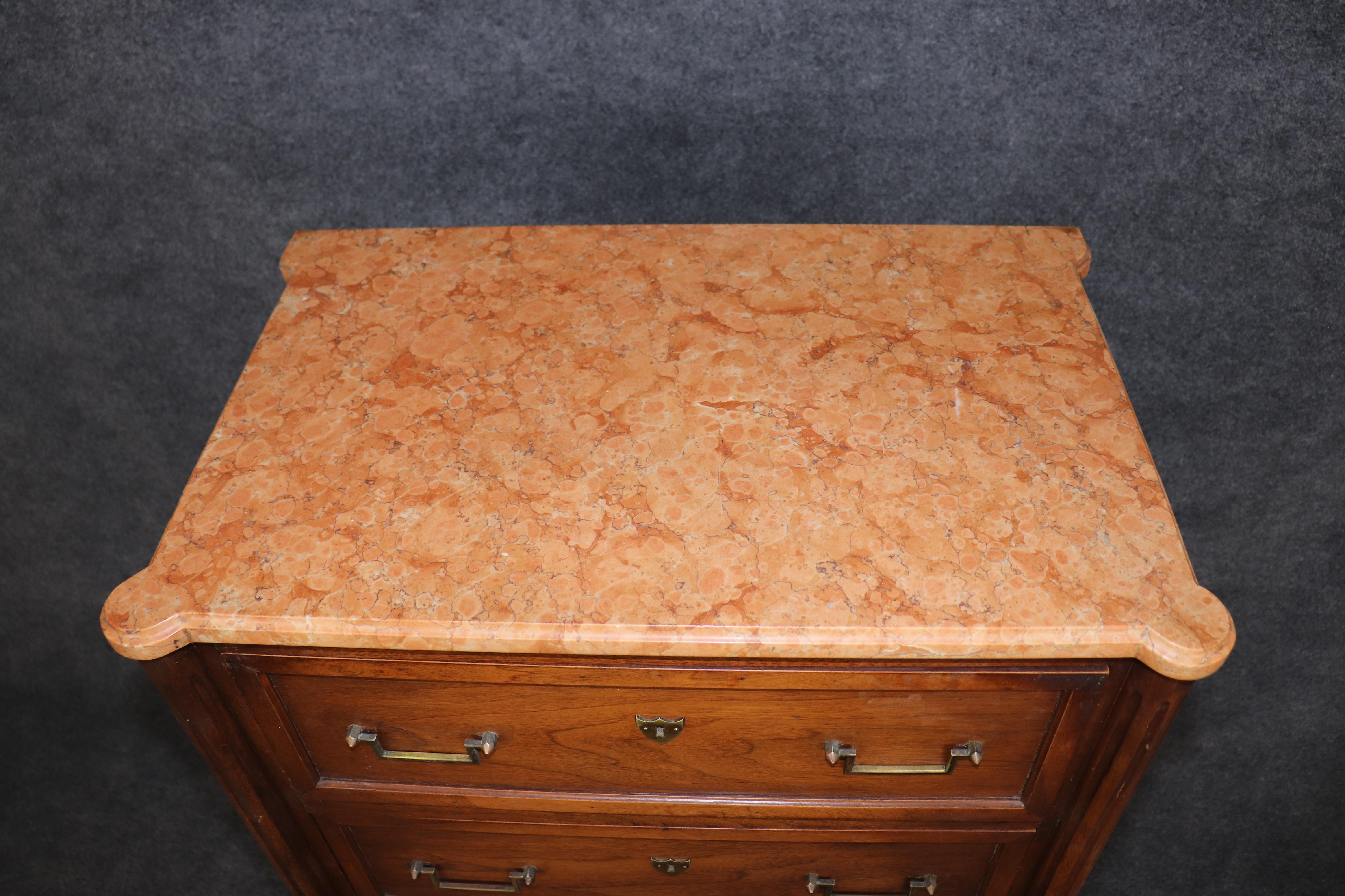 Fine French Louis XVI Style Walnut Marble Top Lingerie In Good Condition For Sale In Swedesboro, NJ