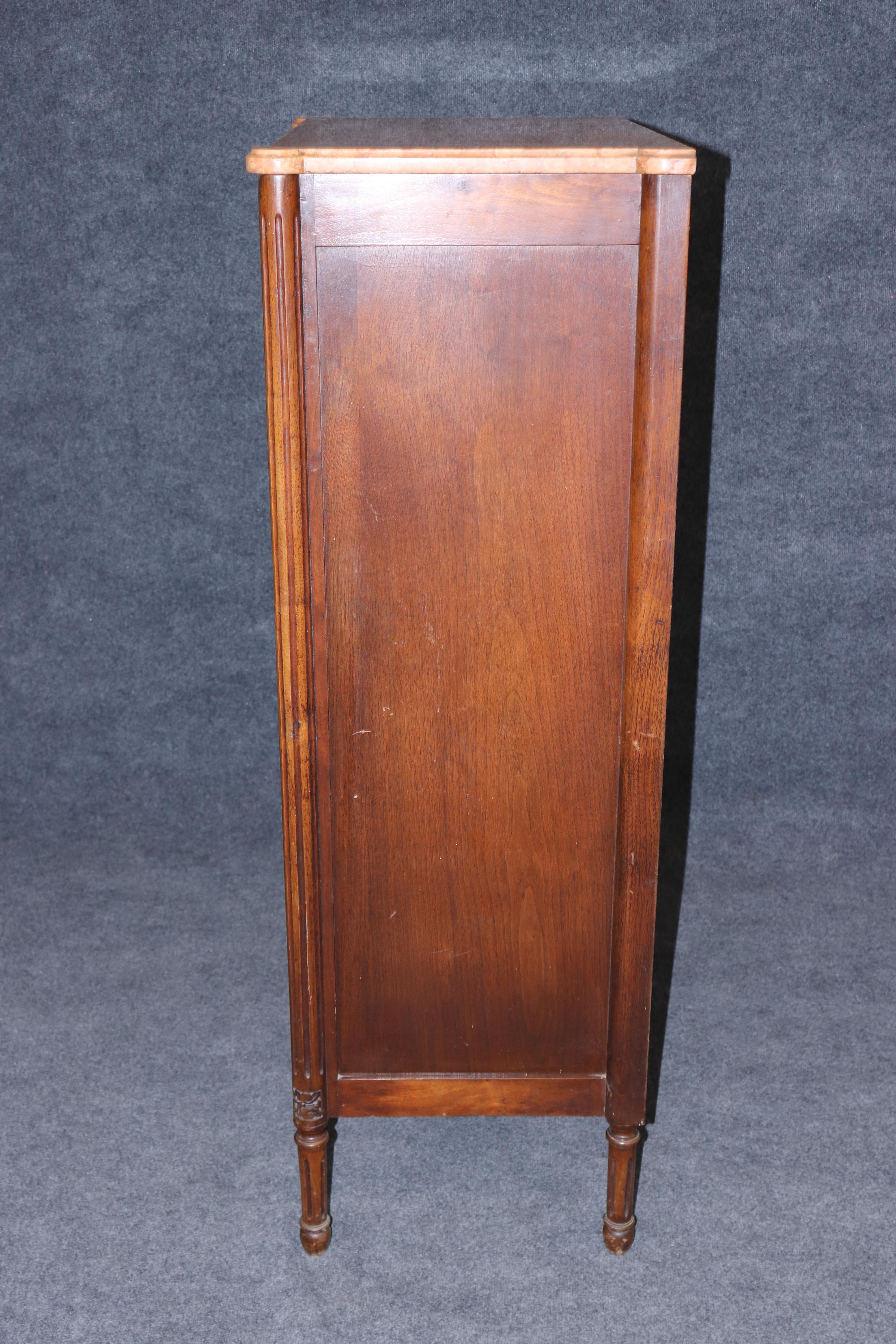 Early 20th Century Fine French Louis XVI Style Walnut Marble Top Lingerie For Sale