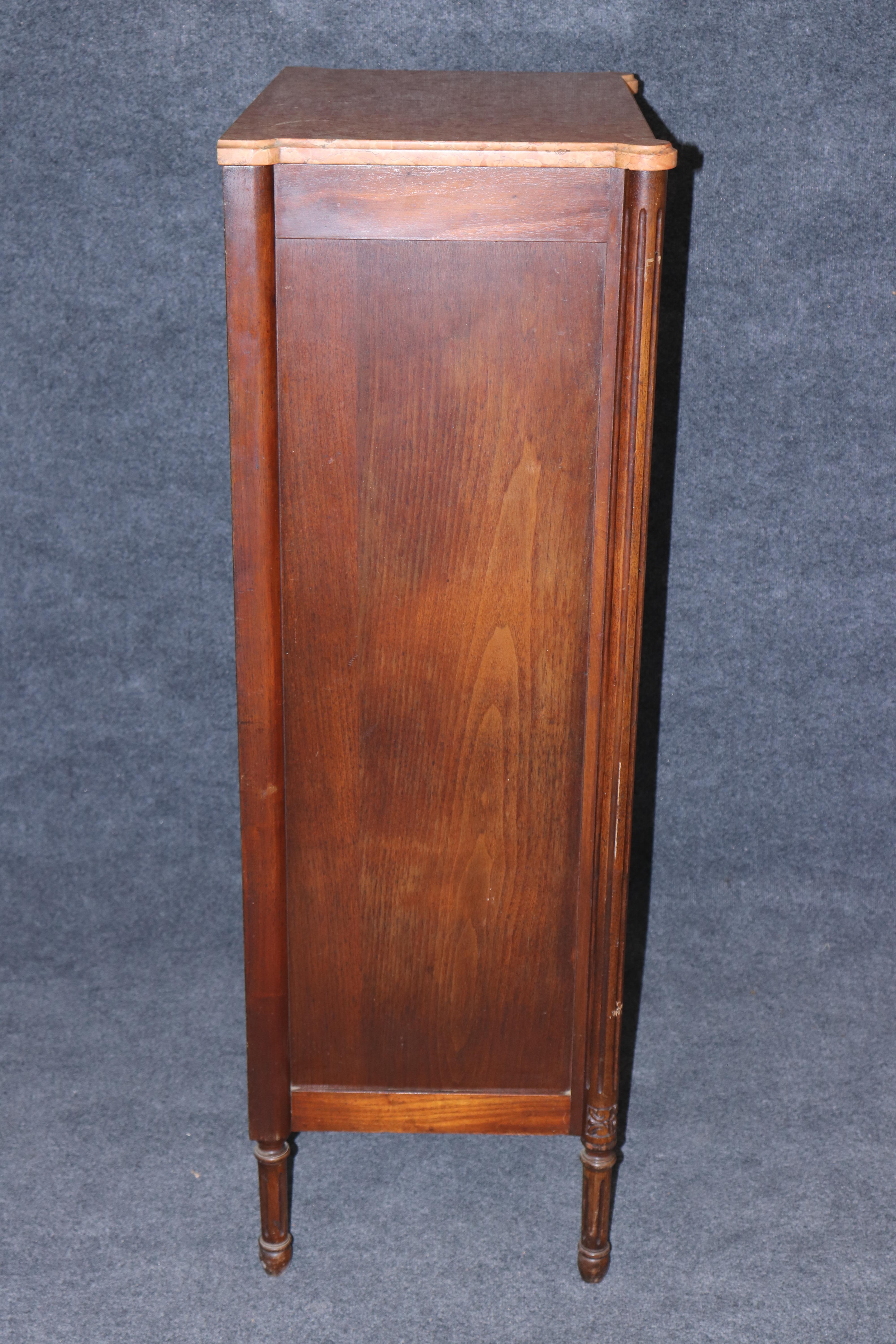 Fine French Louis XVI Style Walnut Marble Top Lingerie For Sale 2