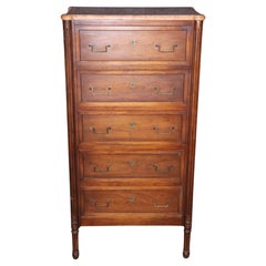 Fine French Louis XVI Style Walnut Marble Top Lingerie