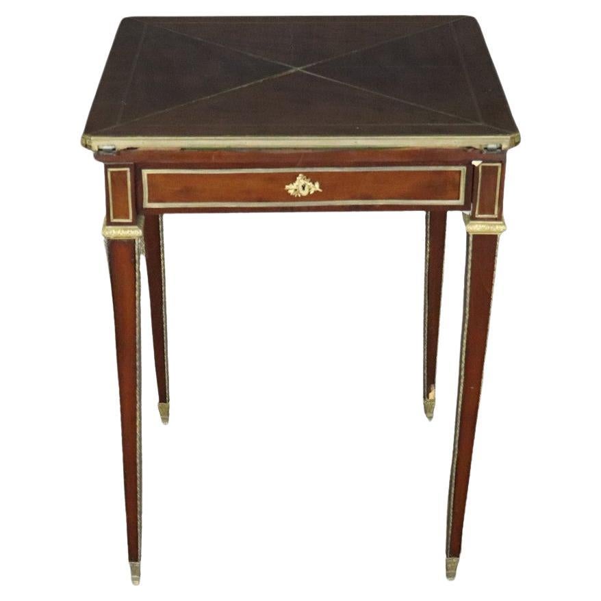 Fine French Mahogany and Felt Games or Napkin Louis XVI Table For Sale