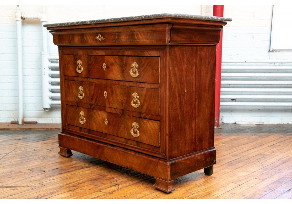 Fine French Marble Top Flame Mahogany Chest of Drawers 3