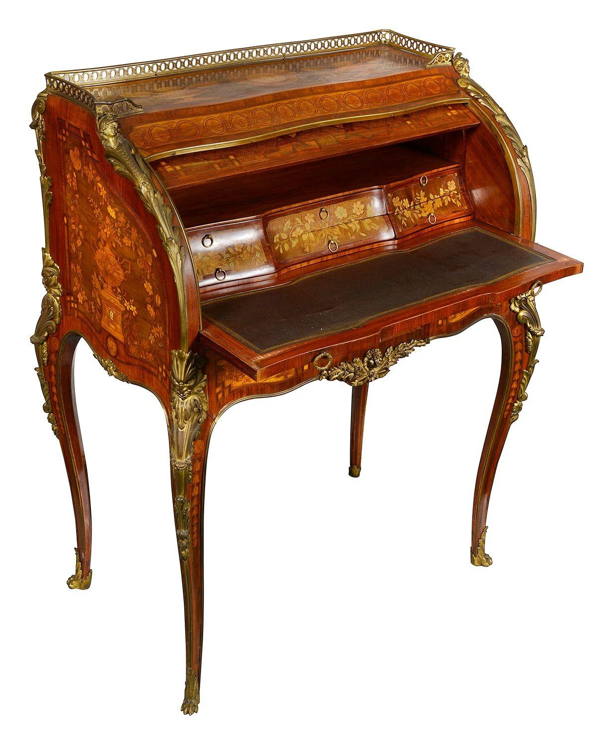 Louis XVI Fine French Marquetry bureau, circa 1880. For Sale