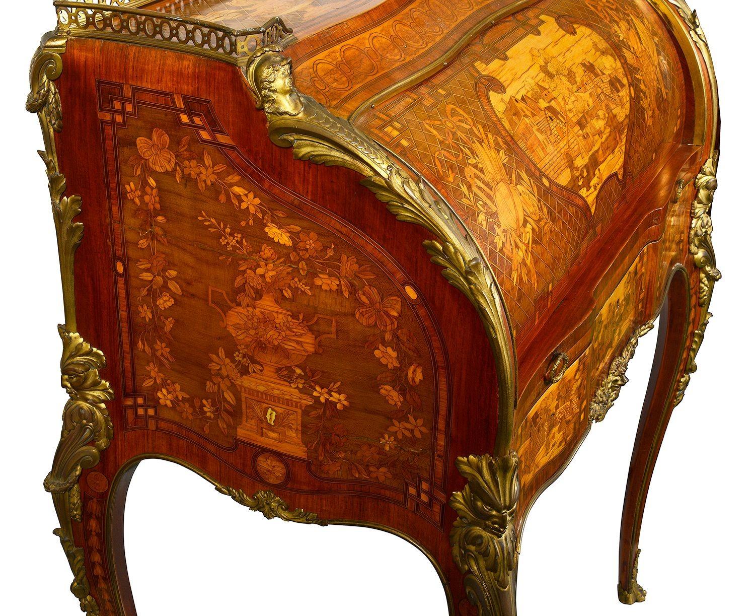 Fine French Marquetry bureau, circa 1880. In Good Condition For Sale In Brighton, Sussex