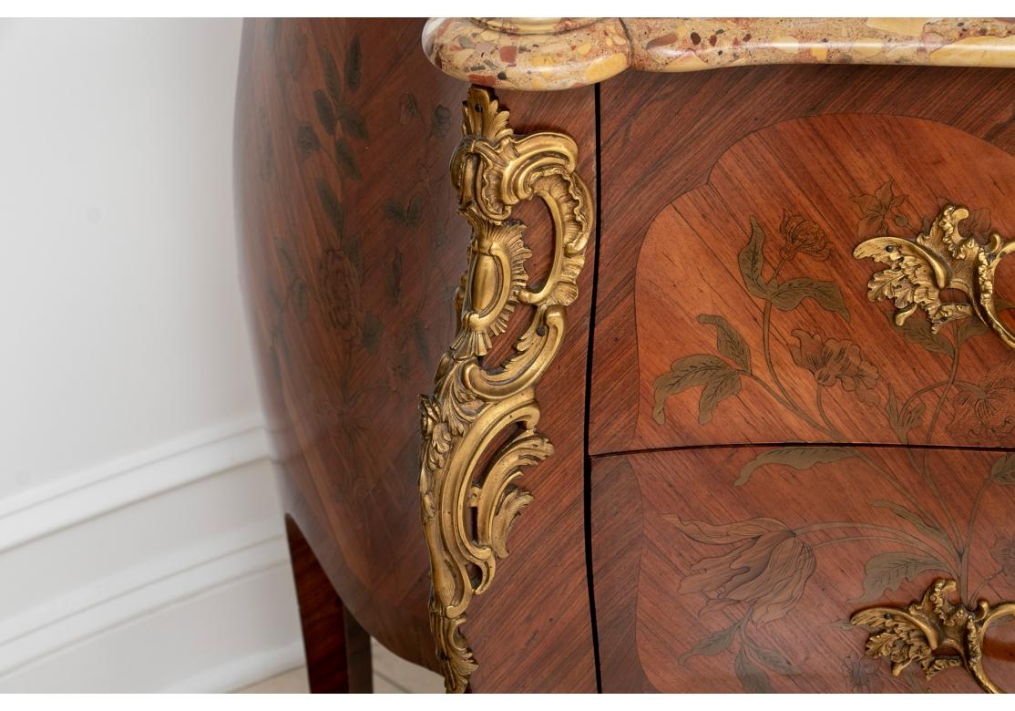 Fine French Marquetry Louis XV Style Commode With Marble Top For Sale 6