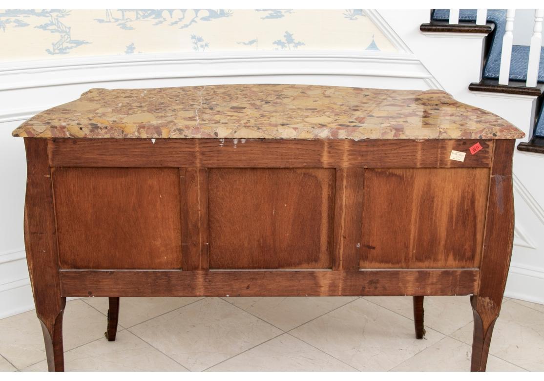 Fine French Marquetry Louis XV Style Commode With Marble Top For Sale 8