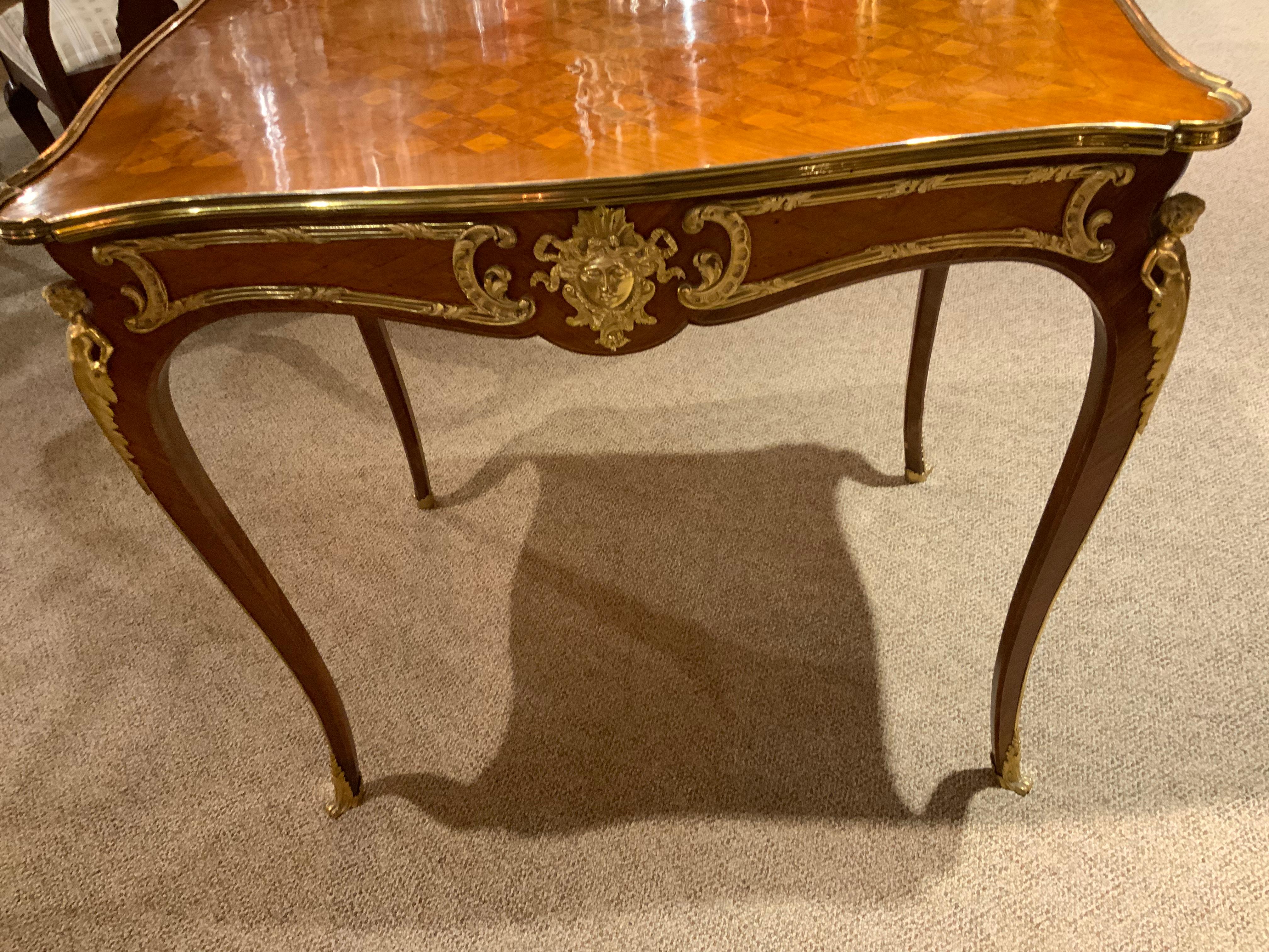 Fine French Marquetry Side Table with Gilt Bronze Mounts, Louis XVI-Style For Sale 2