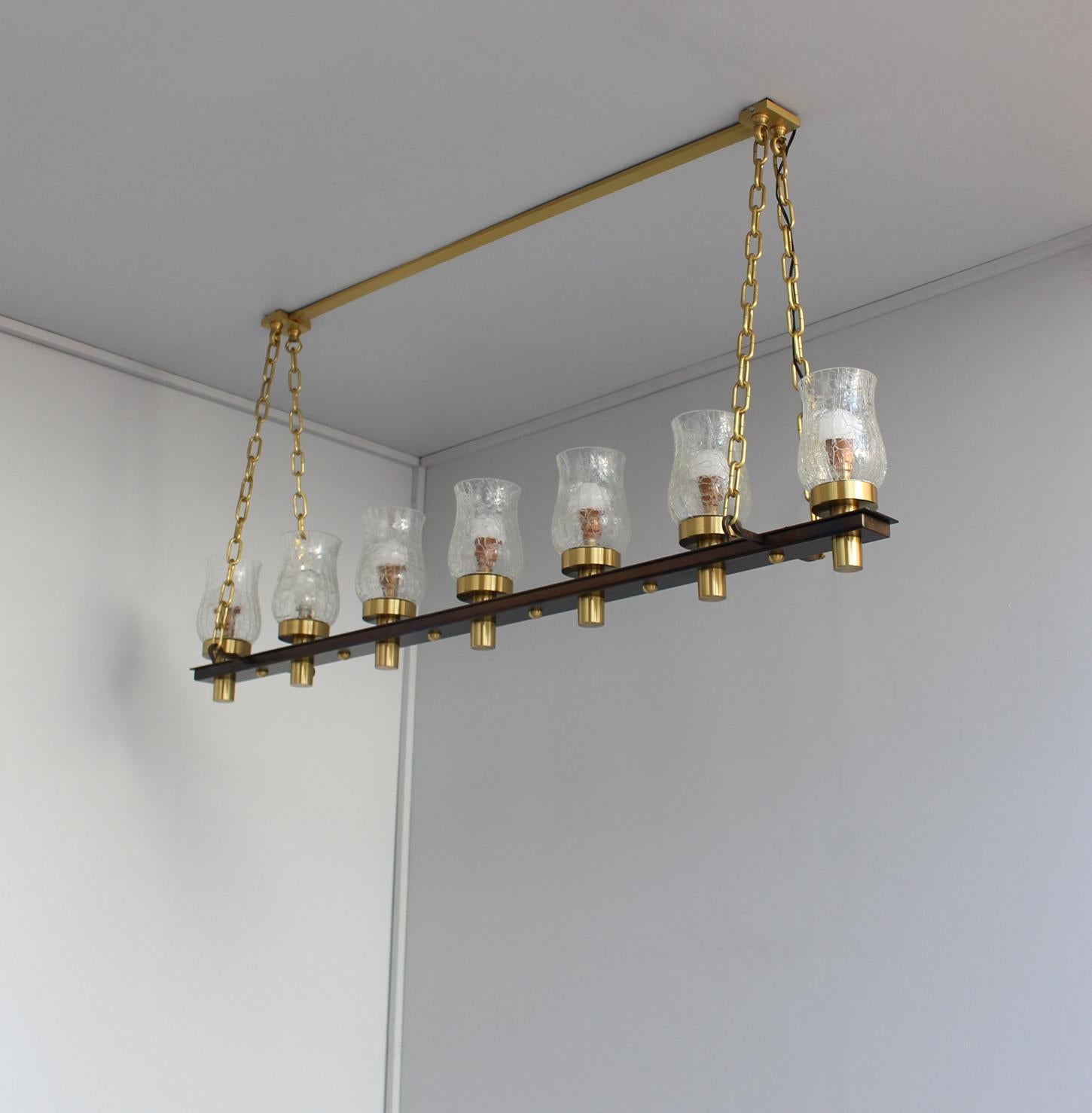 20th Century Fine French Midcentury 7 Linear Lights Chandelier by Perzel For Sale