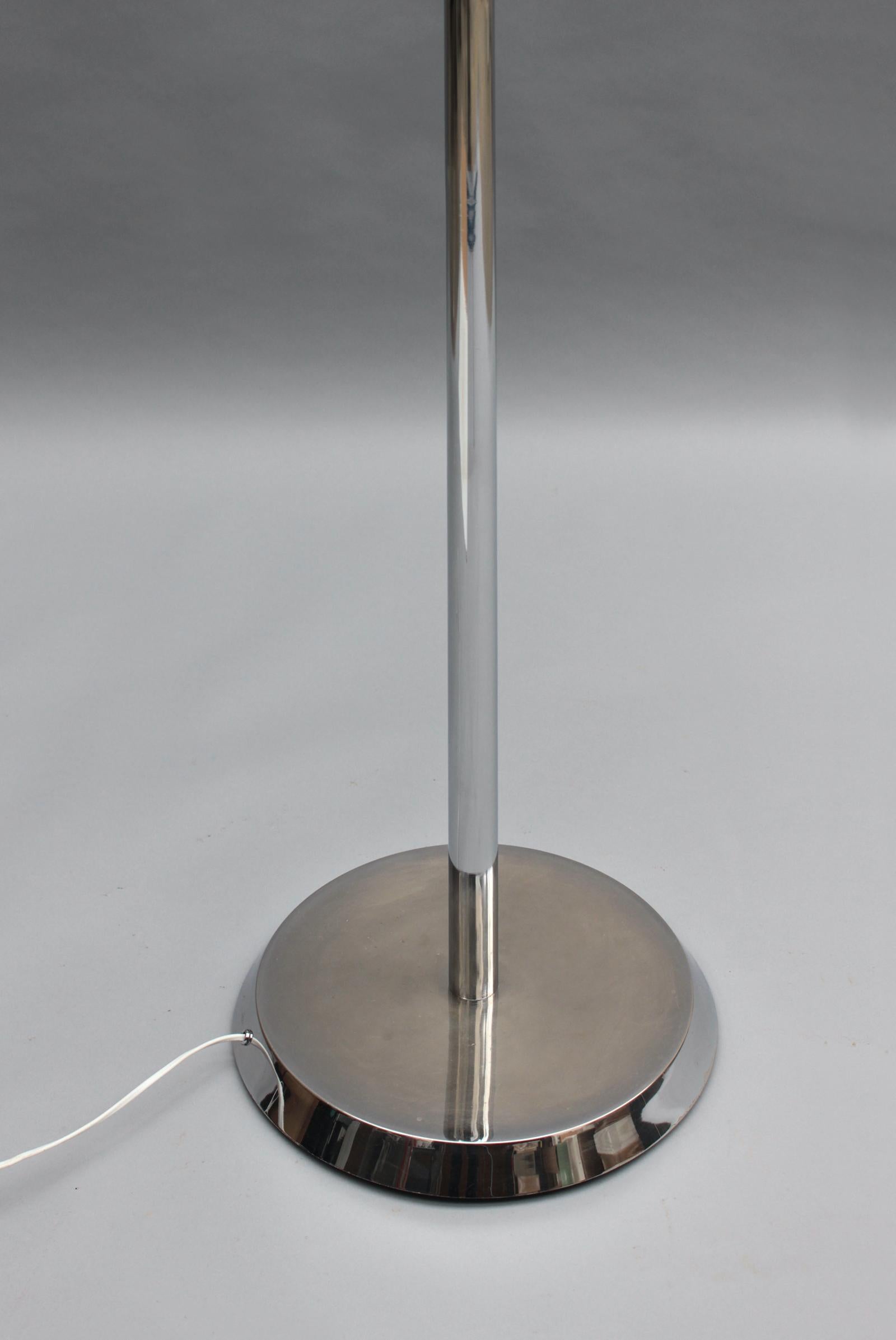 Fine French Mid-Century Chrome and Glass Floor Lamp by Jean Perzel For Sale 7