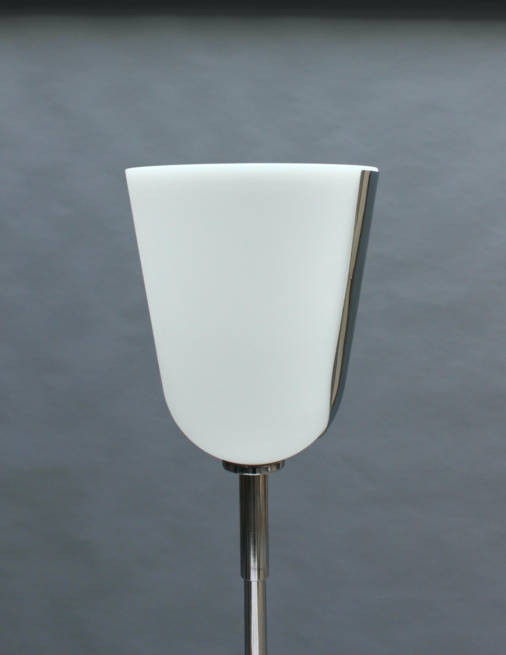 Fine French Mid-Century Chrome and Glass Floor Lamp by Jean Perzel For Sale 1