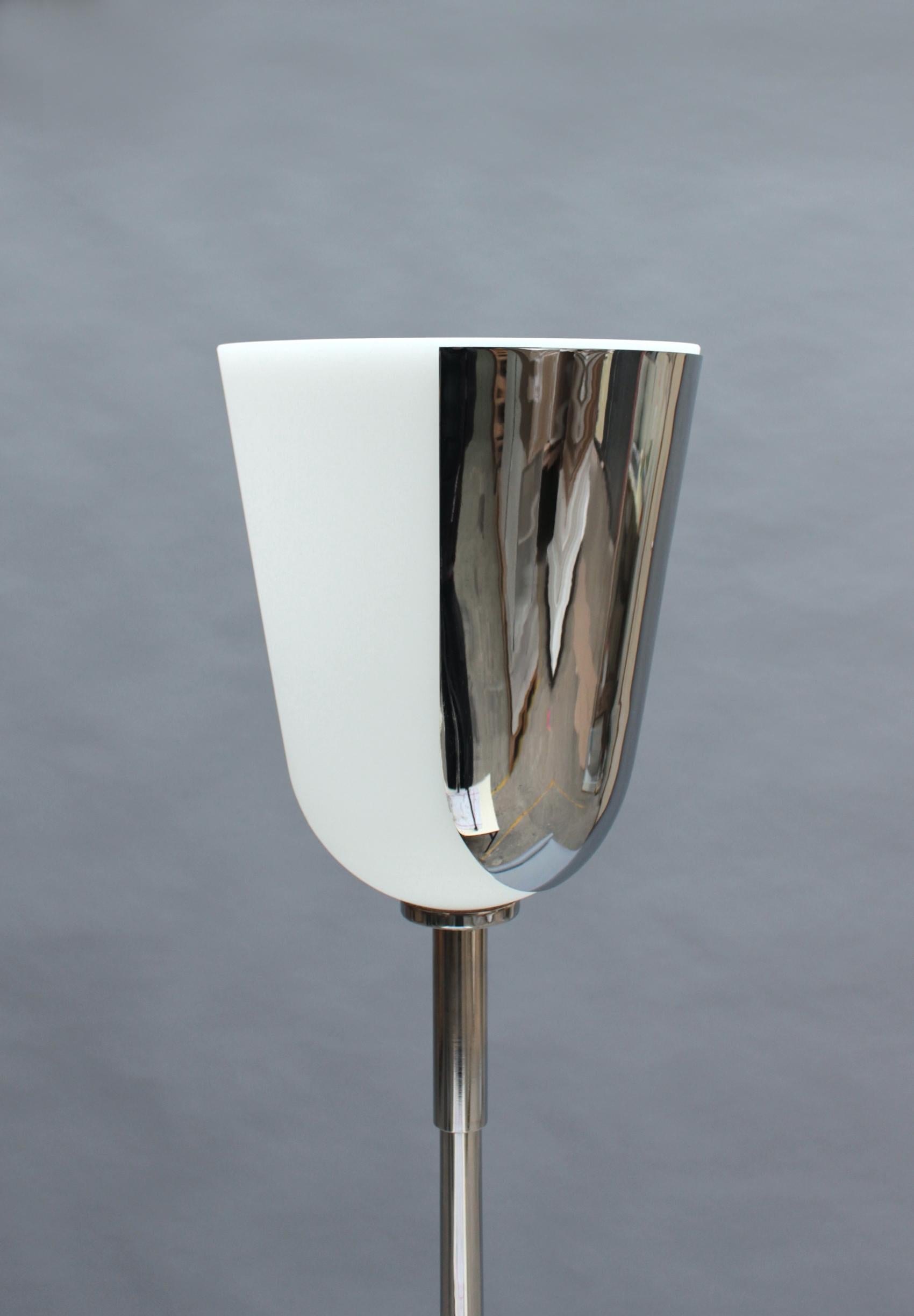 Fine French Mid-Century Chrome and Glass Floor Lamp by Jean Perzel For Sale 3